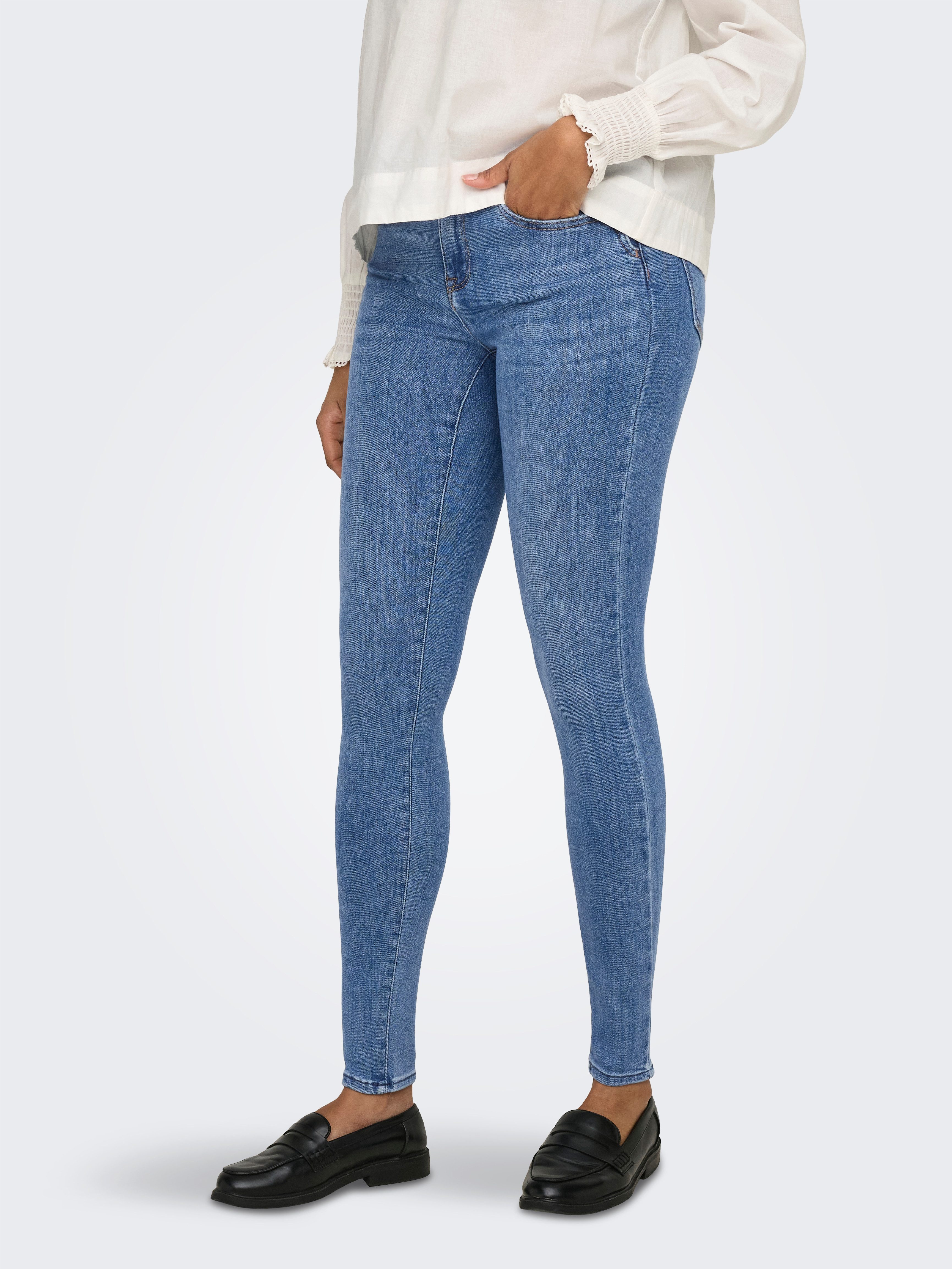 ONLY Skinny-fit-Jeans ONLPOWER MID WAIST PUSH UP ANK DET DNM Baumwollmischung, regular waist, ankle lenght