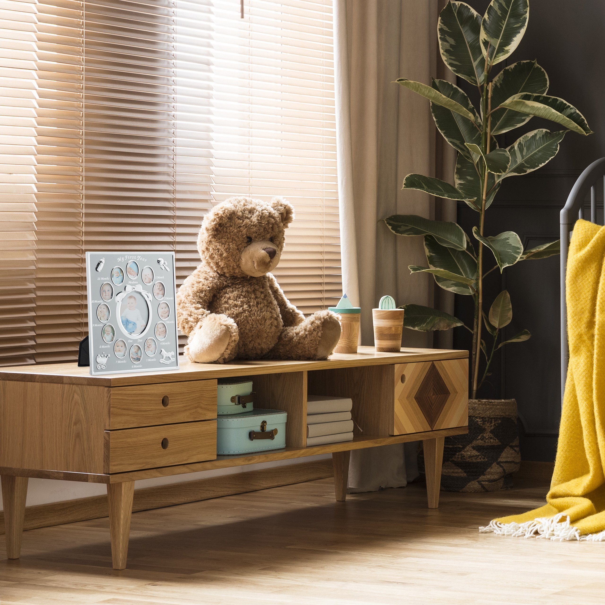 relaxdays Collagerahmen Babybilderrahmen "First Year", Silber günstig online kaufen