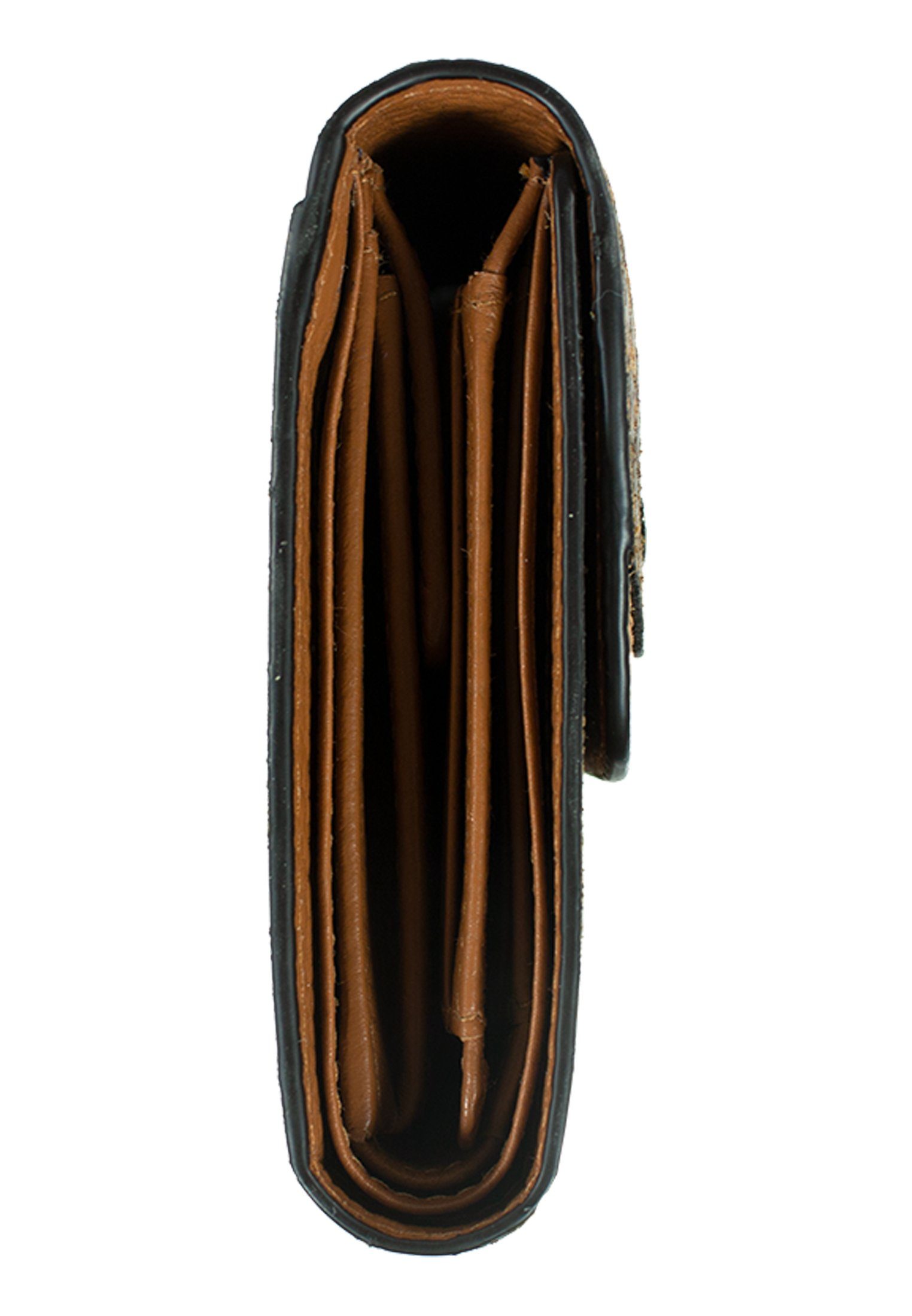 Mini Schlüsselring cognac Geldbörse, LUISE mit Mini Braun Geldbörse Büffel