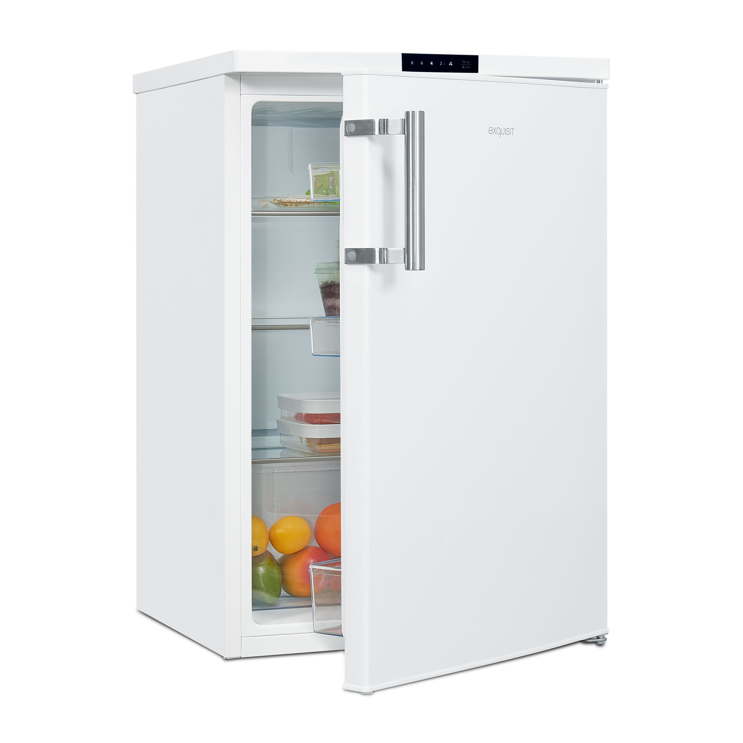 exquisit Kühlschrank KS516-V-HE-011D, 85 cm hoch, 56 cm breit, Schnellkühlenfunktion, Alarmfunktion, LED-Beleuchtung