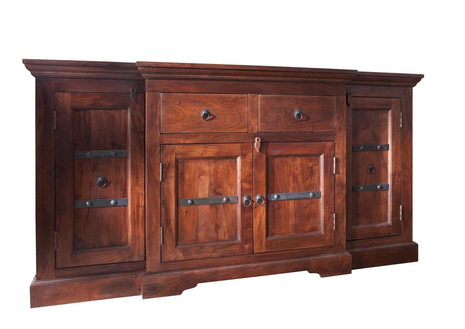 Massivmoebel24 Sideboard (Sideboard Akazie 160x45x85 nougat günstig online kaufen
