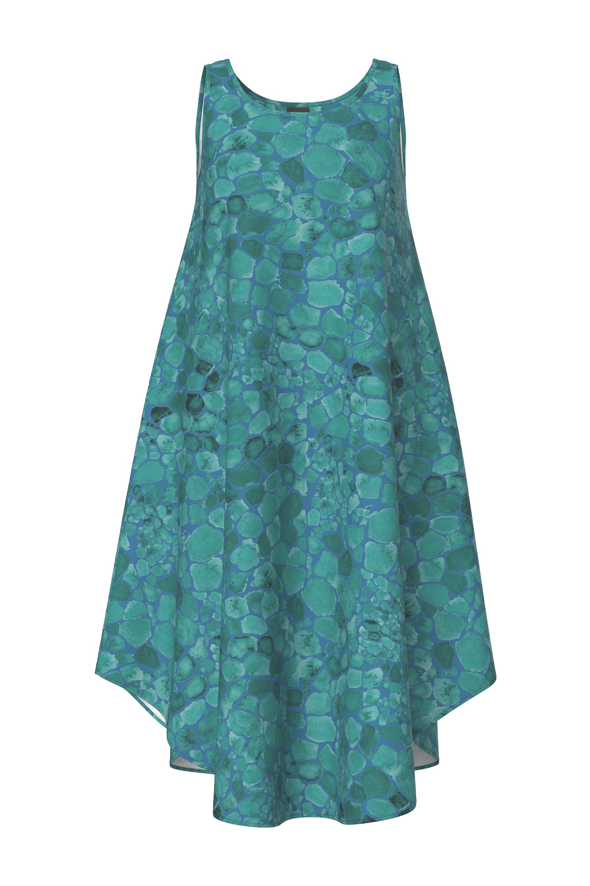 Ulla Popken Maxikleid Midikleid A-Linie Rundhalsausschnitt ärmellos