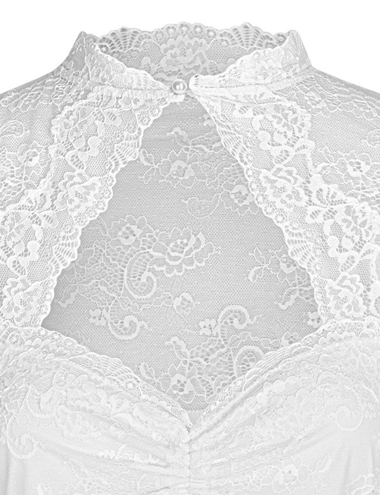 Nina Von C. Dirndlbluse Spitzen Bluse 'Selina' Stehkragen 16462892, Weiß günstig online kaufen