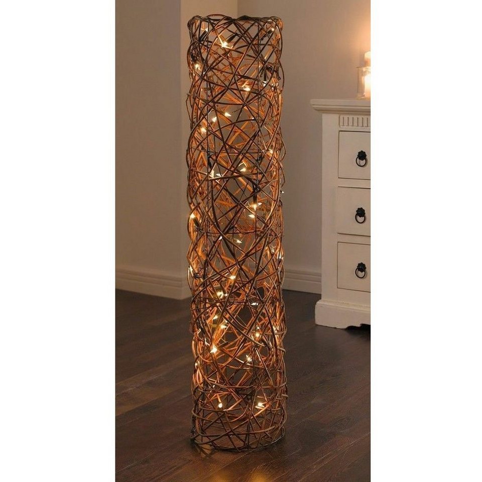 Home-trends24.de Dekosäule »LED Säule Deko Natur Weide Lichterkette