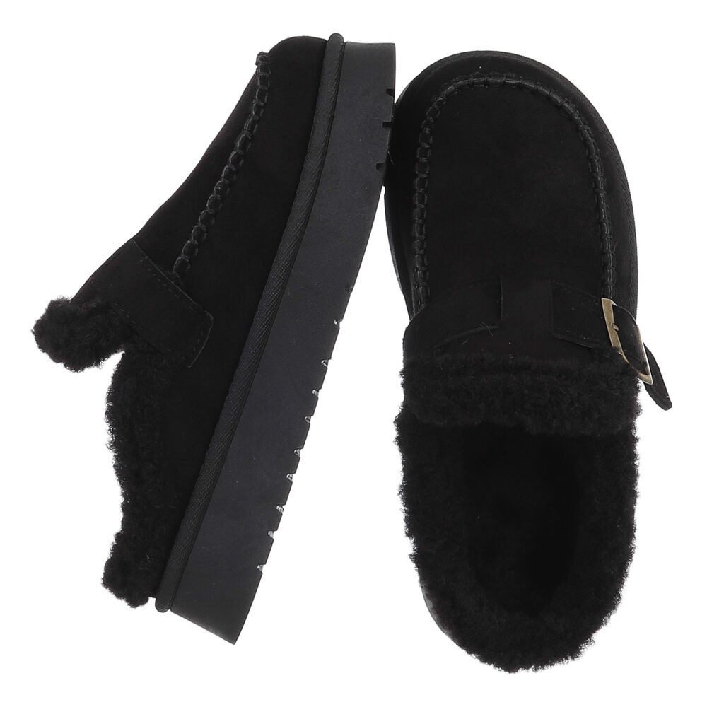 Ital-Design Damen Clog mit Plateausohle und Futter Snowboots (92125528) Flach Hausschuhe in Schwarz