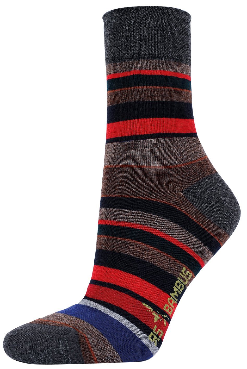 RS Harmony Basicsocken Bambus Viskose Socken Herbst Ringel Softrand ohne Gummi für Damen (3 Paar)