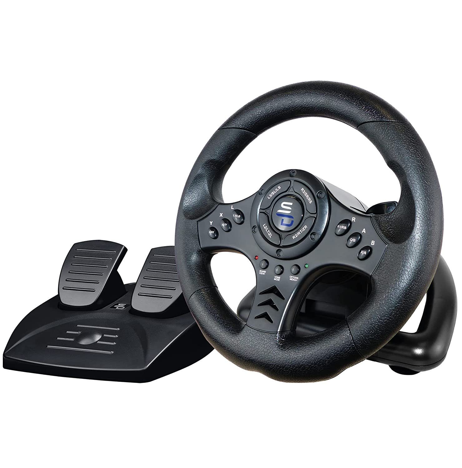 Superdrive SV450 Lenkrad mit Pedalen, Drehwinkel 180°, 14 Tasten, 2 Pedale,  Gaming-Lenkrad, Verbindungsart: Kabel; Schnittstellen :USB; Anzahl der  Tasten: 14 ×