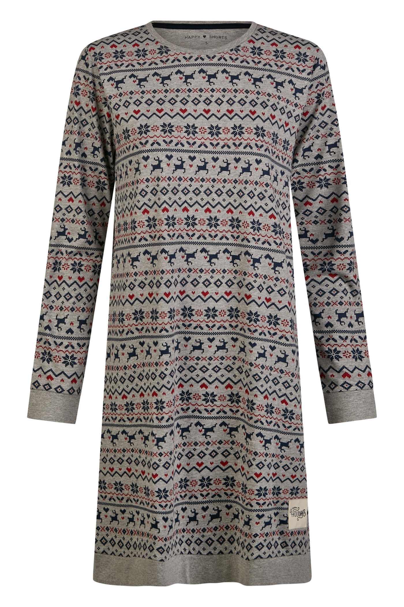 HAPPY SHORTS Pyjama Happy Shorts Damen Nachthemd Sleepshirt Sleepwear Norwegischer Print