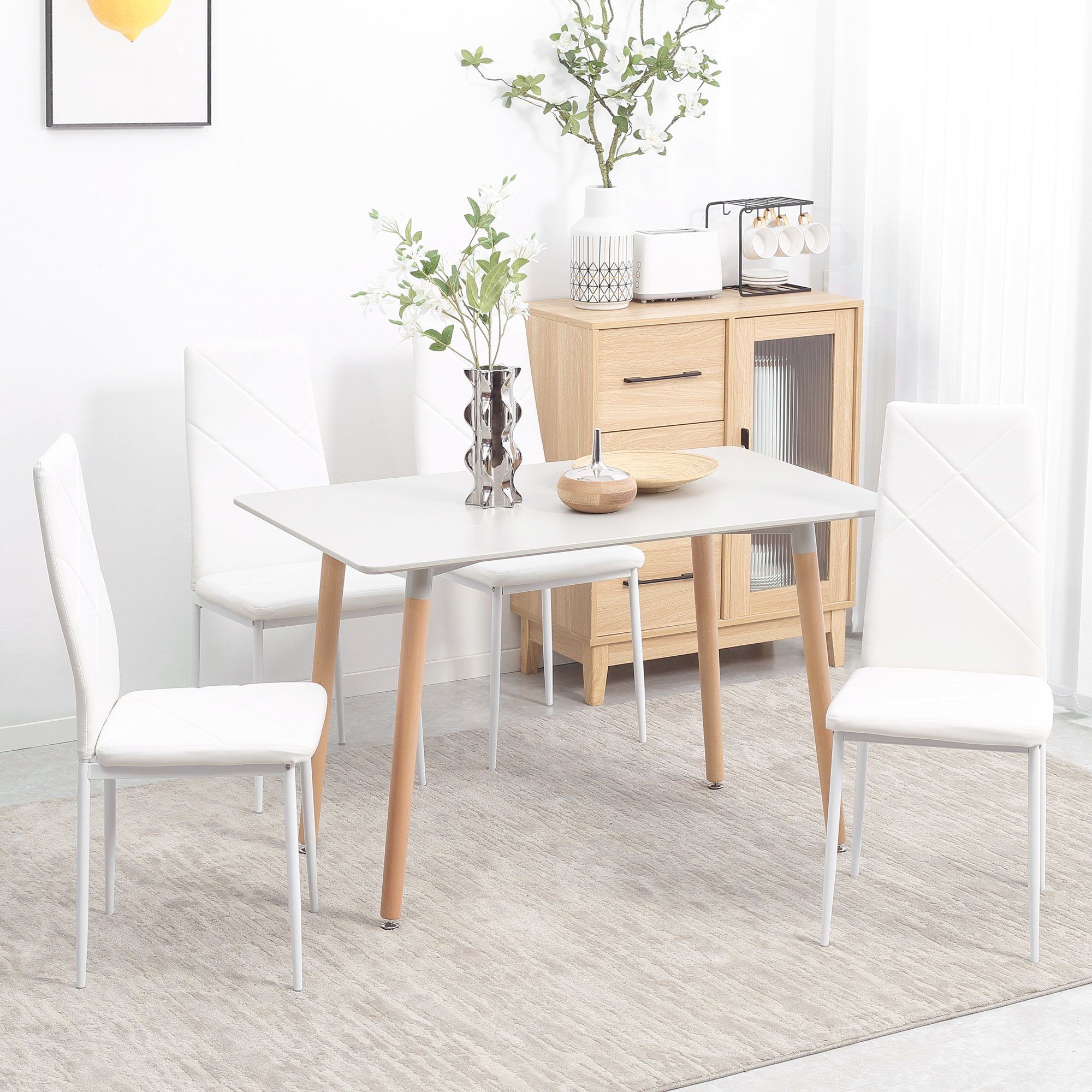 HOMCOM Esszimmerstuhl Polsterstuhl mit Stahlbeine (Esstuhl, günstig online kaufen