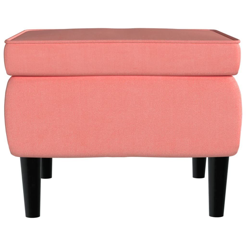 Samt vidaXL Rosa mit Hocker Fußhocker Holzbeinen