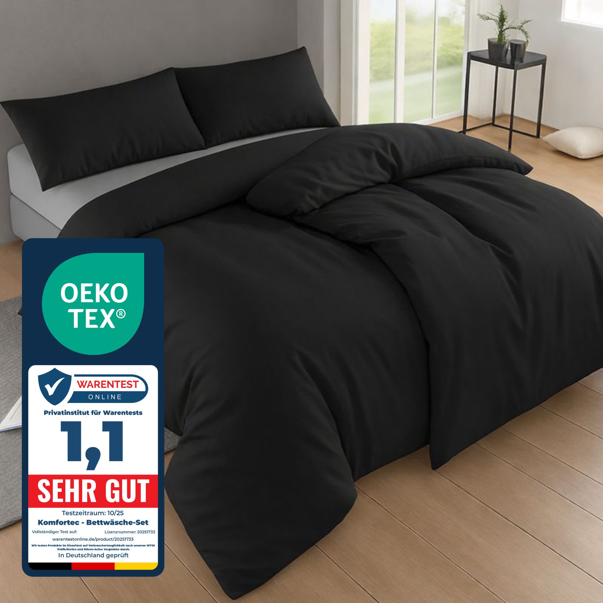 Komfortec Bettwäsche Premium, 135 x 200 bis 220 x 240 cm, 6 verschiedene Größen zur Auswahl, gebürstet 100% Mikrofaser, 4 teilig, Superweiches Bettwäsche-Set, Knitterfrei, Atmungsaktiv