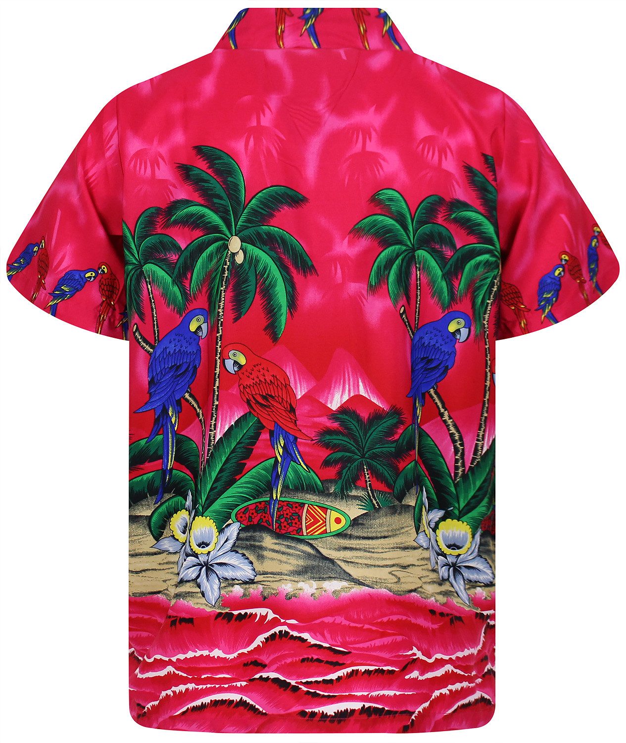 King Kameha Hawaiihemd Parrot Funky Hawaii-Hemd Herren Kurzarm Front-Tasche Stylish Unisex