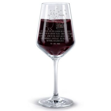 Mr. & Mrs. Panda Rotweinglas Maus Sterne - Transparent - Geschenk, Gute Laune, Schwangerschaft, Wu, Premium Glas, Luxuriöse Gravur