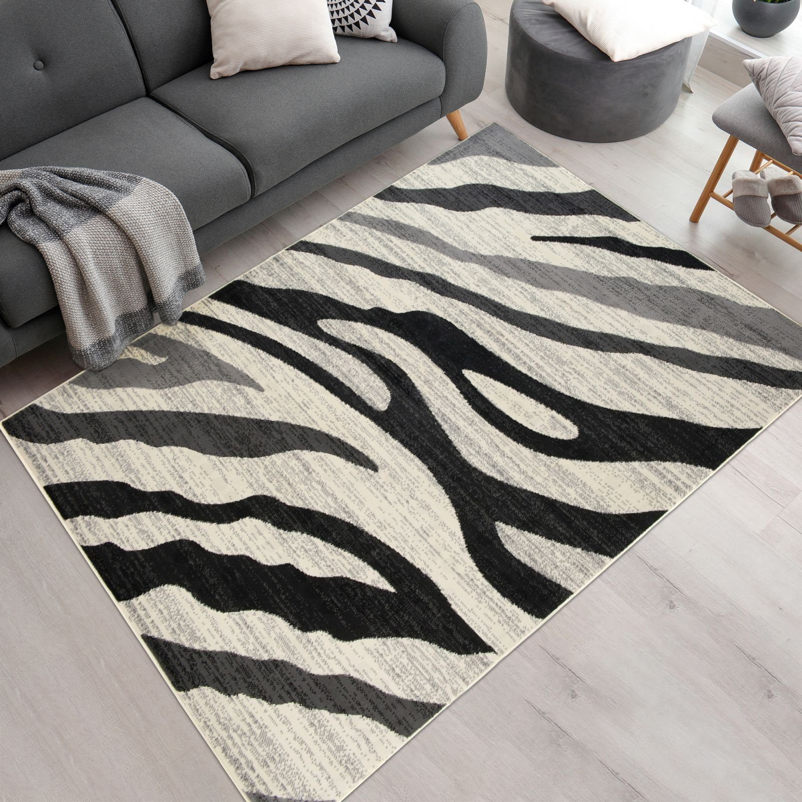 Designteppich Modern Teppich Geometrisch Grau - Weich, Pflegeleich, Mazovia, 80 x 150 cm, Geeignet für Fußbodenheizung, Höhe 7 mm, Kurzflor | Alle Teppiche