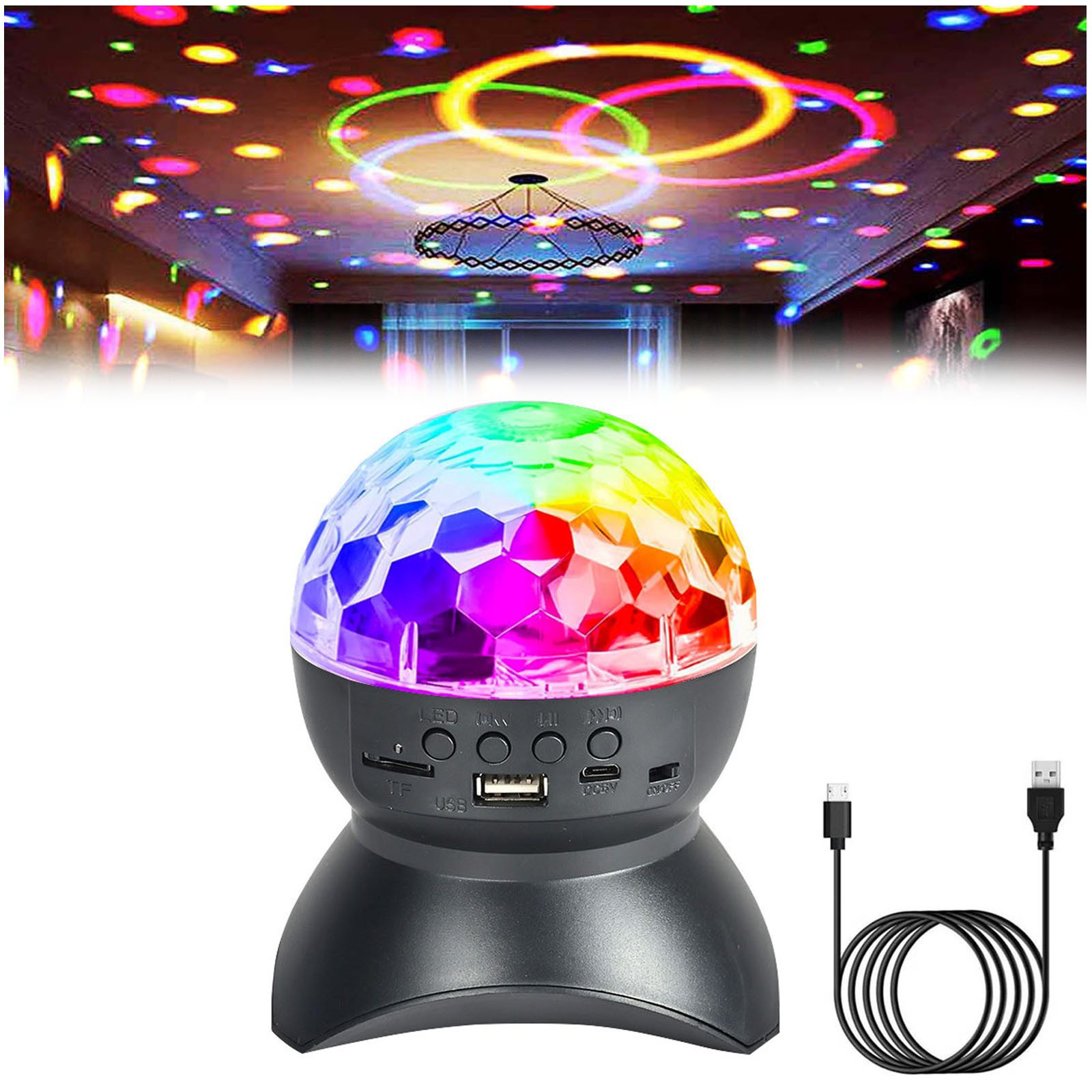 MUPOO LED Discolicht LED Discokugel DJ Licht,Bluetooth RGB Discolicht Partylicht USB, Wiederaufladbar, Mini Discokugel Nachtlicht für Kinder Parties, KTV