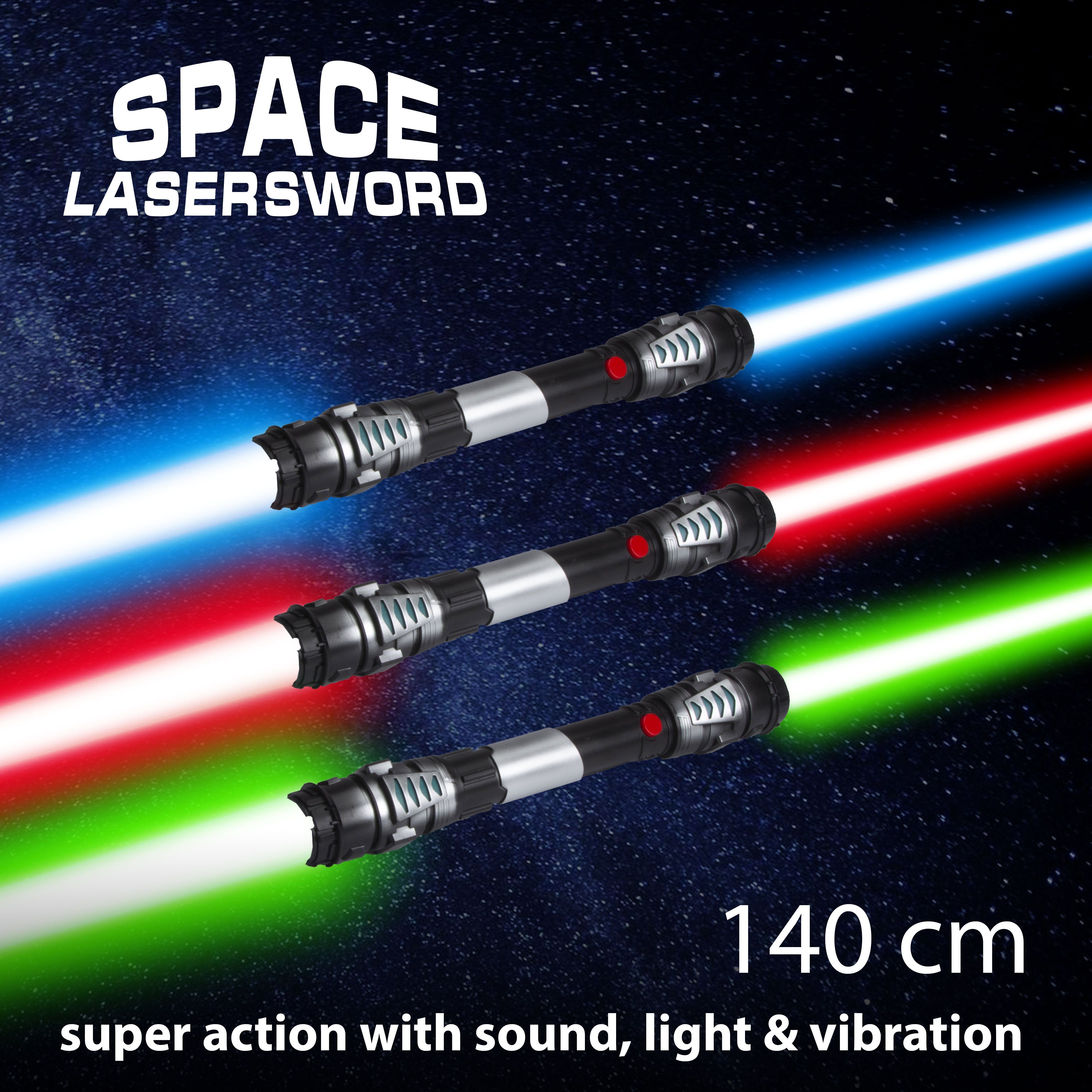 Goods+Gadgets Lichtschwert GOODS+GADGETS 138 cm Doppelklingen Laserschwert mit Sound & Licht (Laser Sword, 138 cm), mit Licht & Sound