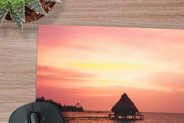 MuchoWow Gaming Mauspad Sonnenuntergang am Glover's Reef in Belize (1-St), Mousepad mit Rutschfester Unterseite, Gaming, 40x40 cm, XXL, Großes