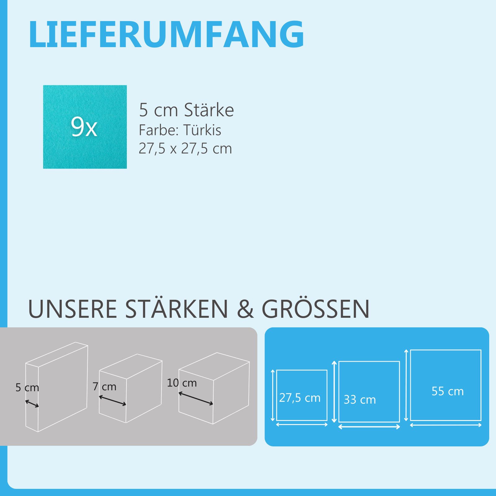 platino24 Akustikplatte 9 Absorber Quadrate aus Basotect ® G+