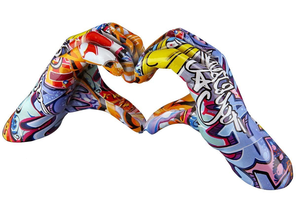 MF Dekoobjekt Poly Hände Street Art in Herzform Urban Figur Graffiti bunt 29cm