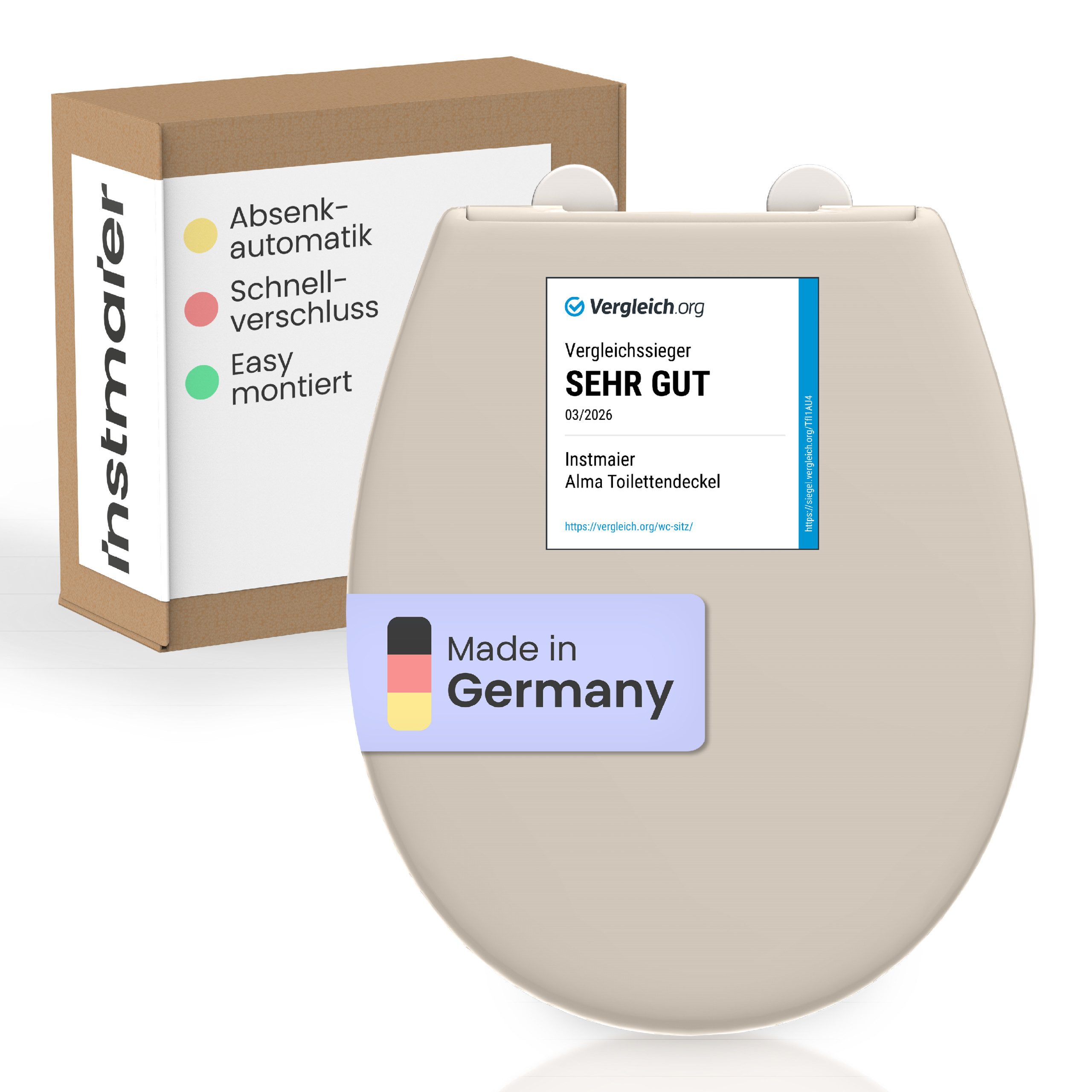 instmaier WC-Sitz Alma, Made in Germany, bakterienabweisendes Duroplast, bis 250kg