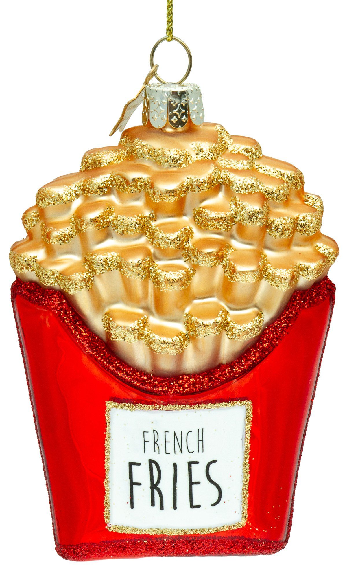 Christbaumschmuck SIKORA BS481 Pommes Frites Christbaumschmuck Glas Figur Weihnachtsbaum Anhänger