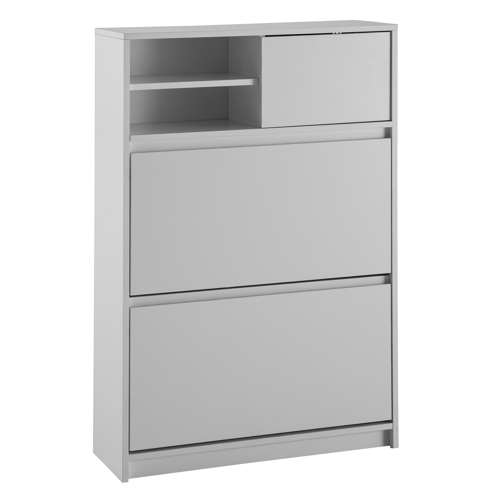 Wohnling Schuhschrank WL6.869 Garderobe Weiß Schuhkipper Schuhkommode Modern Flurschran (Schuhkipper Weiß 71x110x24 cm Geschlossen) Schuhregal Flurschrank mit Ablage, Flurkommode