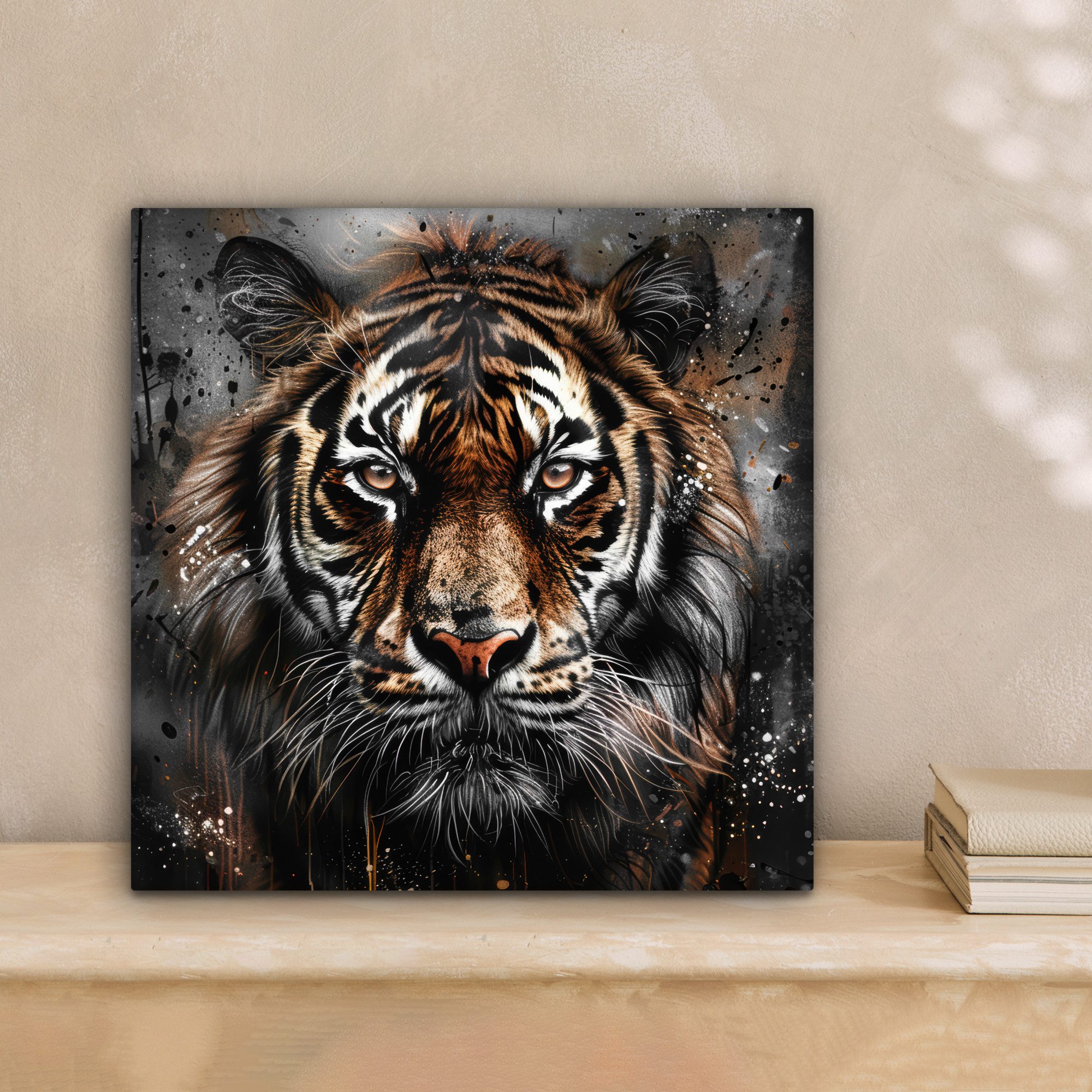 OneMillionCanvasses® Leinwandbild Tiger - Tiere - Porträt - Luxus - Schwarz günstig online kaufen