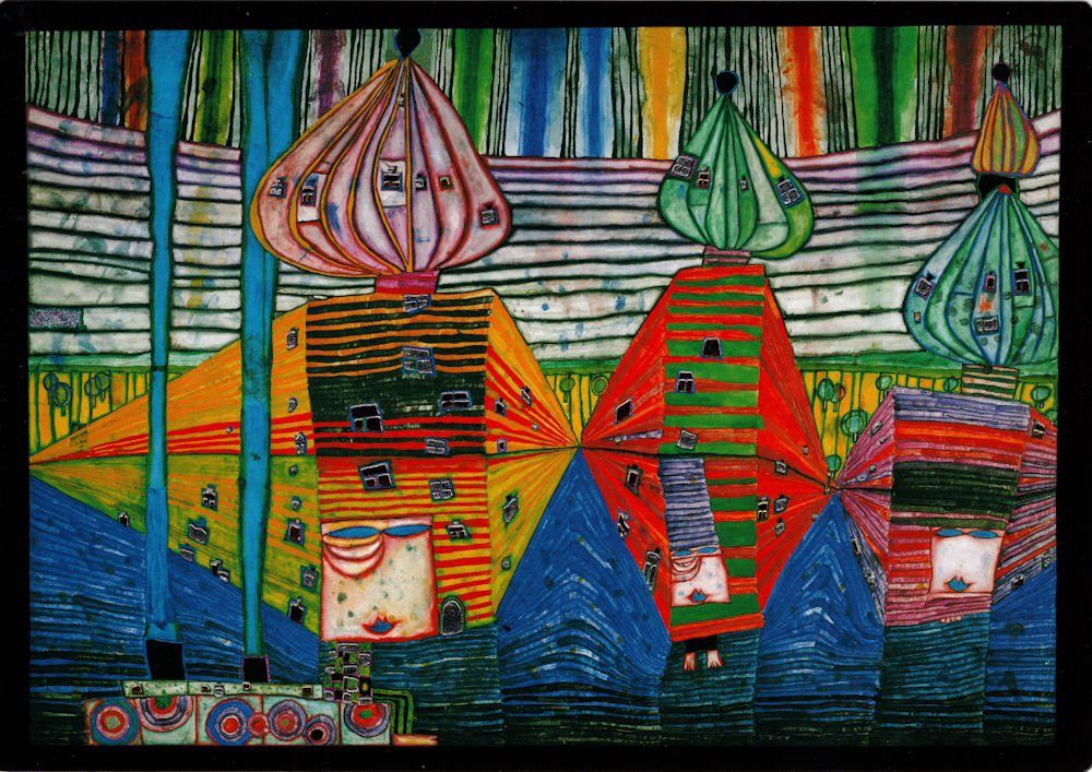 de Kunstkarte Postkarte Troisieme Hundertwasser la Peau" "Emersion