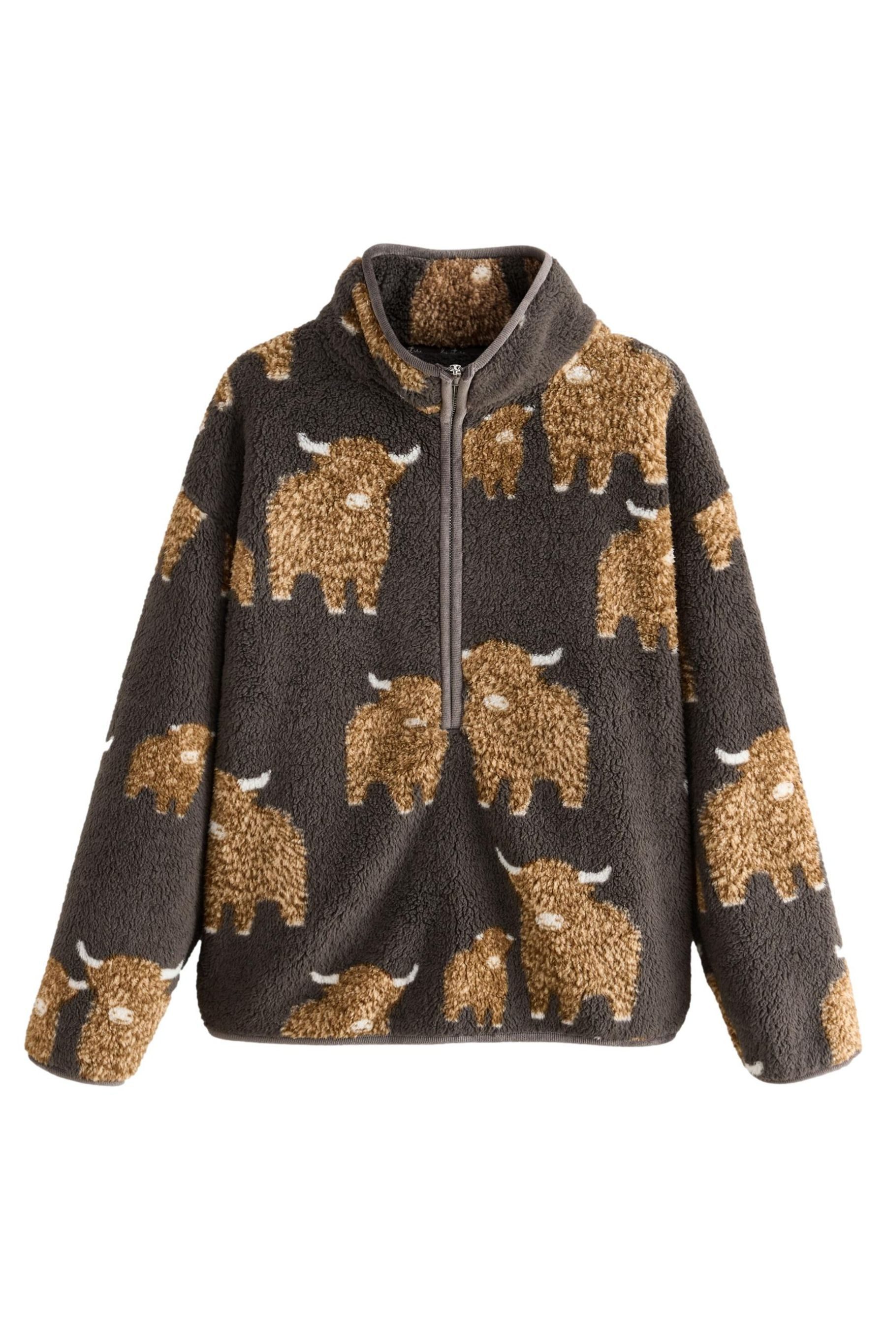 Next Fleecepullover Gemusterter Borg-Fleece mit halben günstig online kaufen