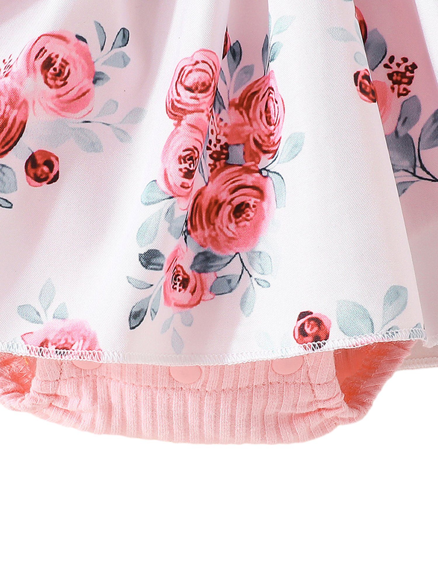 LAPA Strampler Baby 2-tlg) Herbst Schleife mit Kleidung Winter Outfit mit und Blumendruck Stirnband Rosa (Set, Rüschen Mädchen Kleid Strampler Langarm