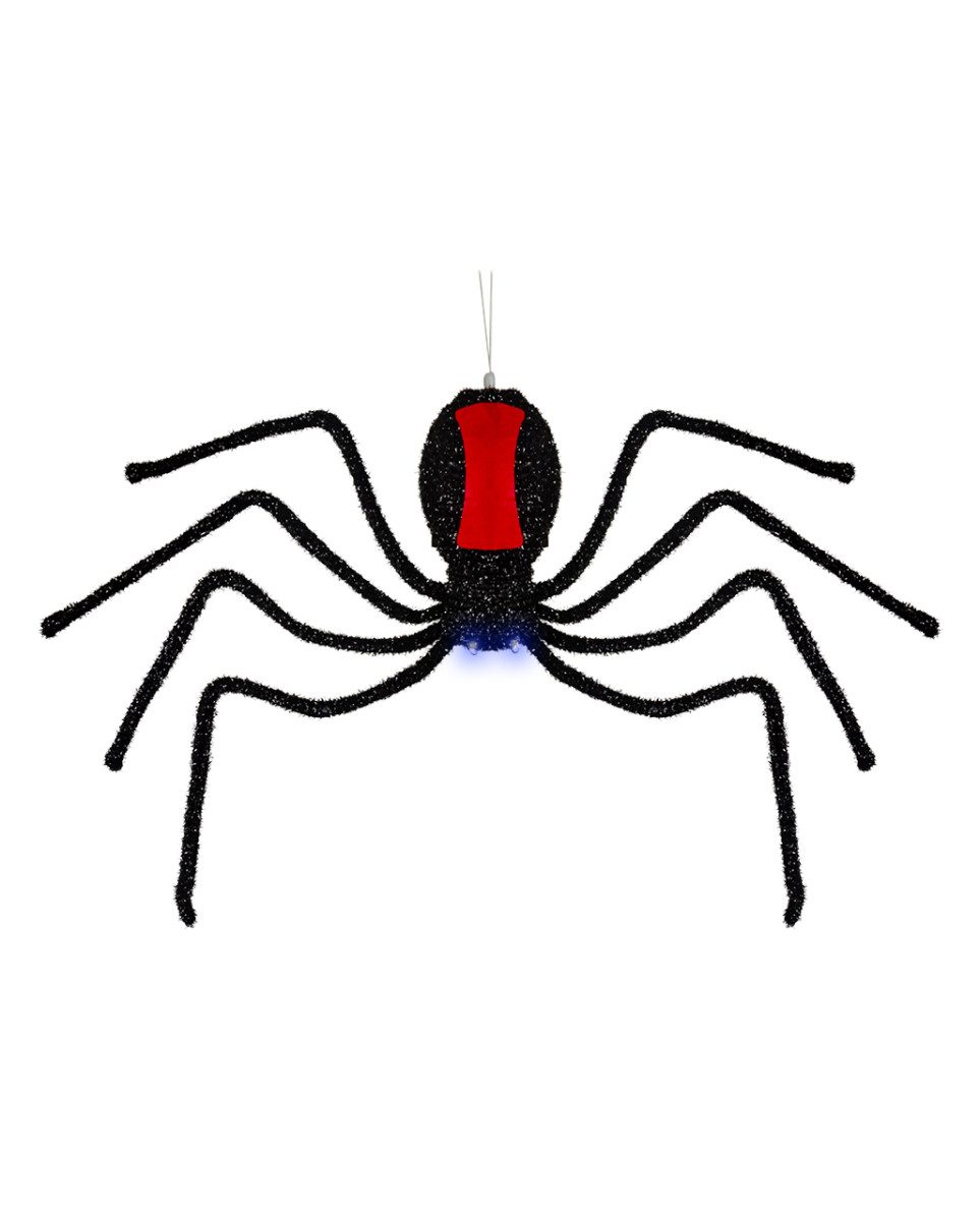 Horror-Shop Dekoobjekt Sich abseilende Spinne mit Leuchtaugen Halloween A