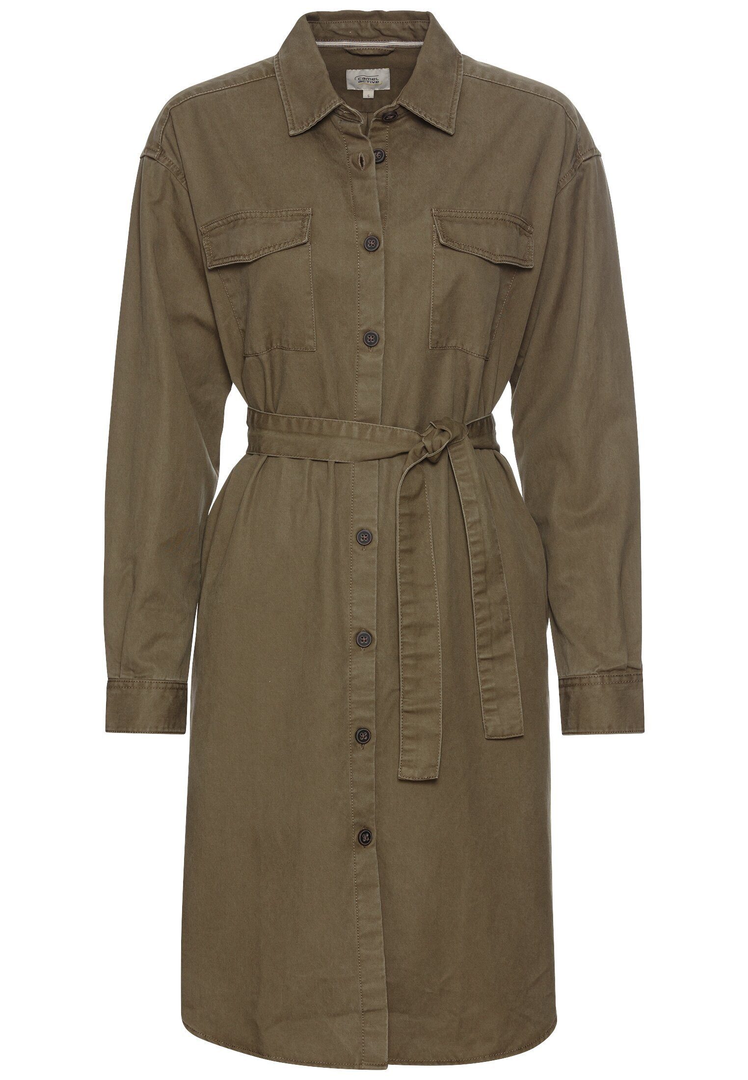 camel active Blusenkleid Hemdblusenkleid mit Stoffbindegürtel Langarm (1-tlg)