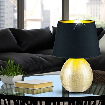 etc-shop Tischleuchte, Leuchtmittel nicht inklusive, Nachttischleuchte schwarz Tischlampe Wohnzimmer Keramik