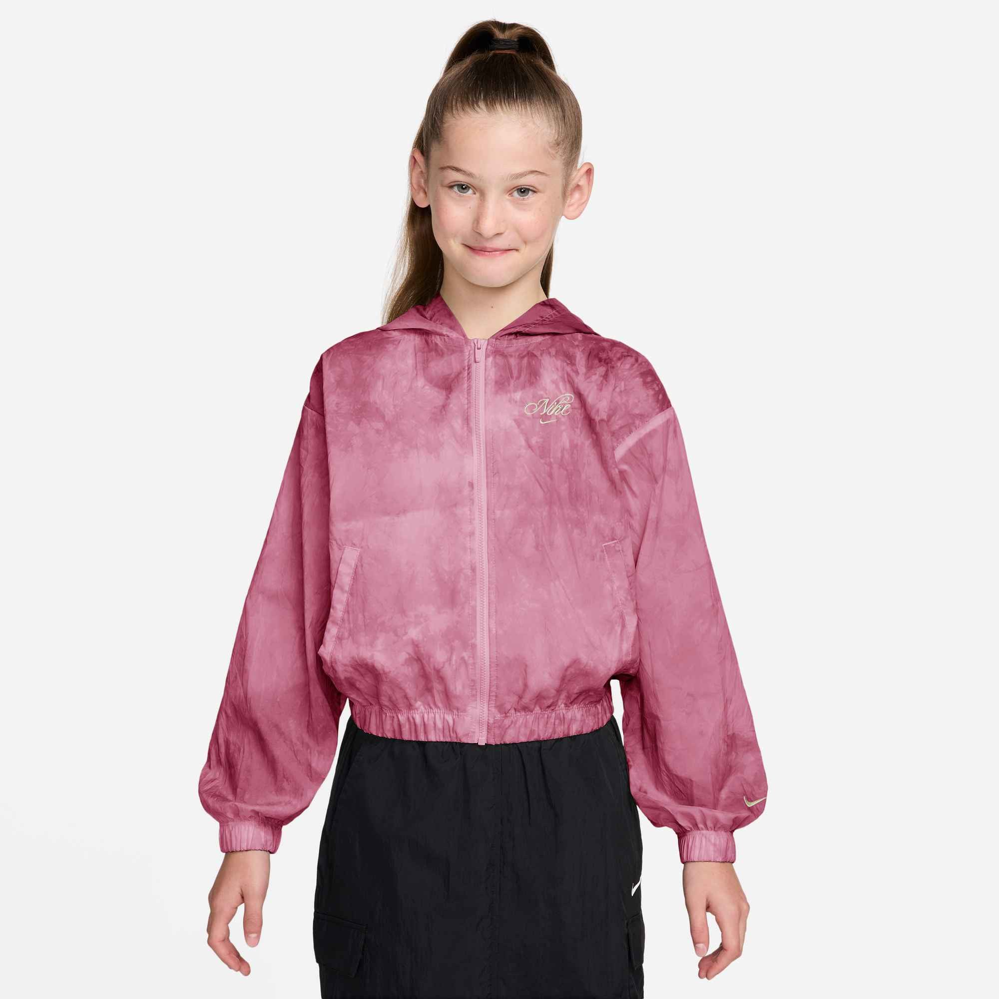 Nike Anorak G NSW WVN TRACK JKT GFX PEONY/SWEET BEET