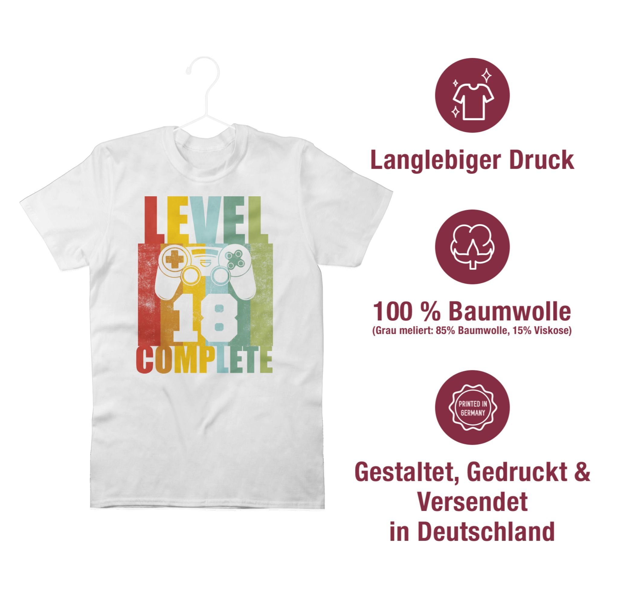 T-Shirt 18. Level Weiß 03 Geburtstag Vintage complete Eighteen Shirtracer