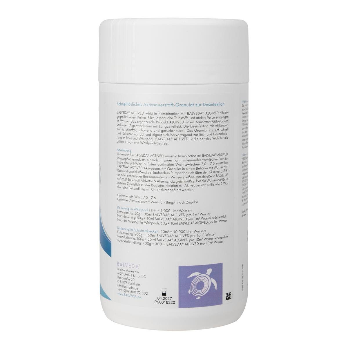 BALVEDA Poolpflege BALVEDA ACTIVED Aktivsauerstoff-Granulat 1 kg, (Nicht zutreffend), Schnelllösliches Granulat