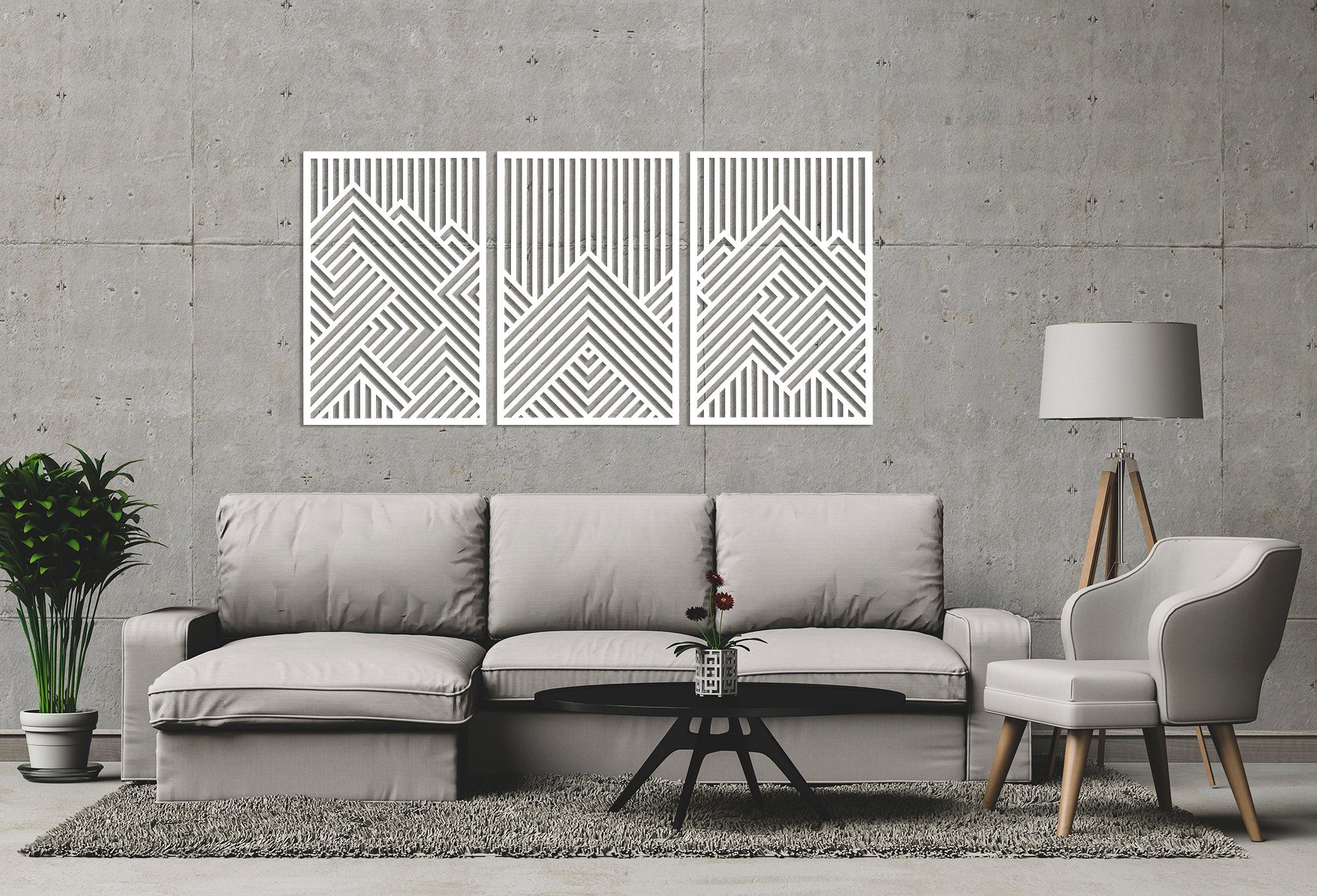 Wandpaneele, 3D Wanddeko geometrische Holzbild moderne, ORNAMENTI