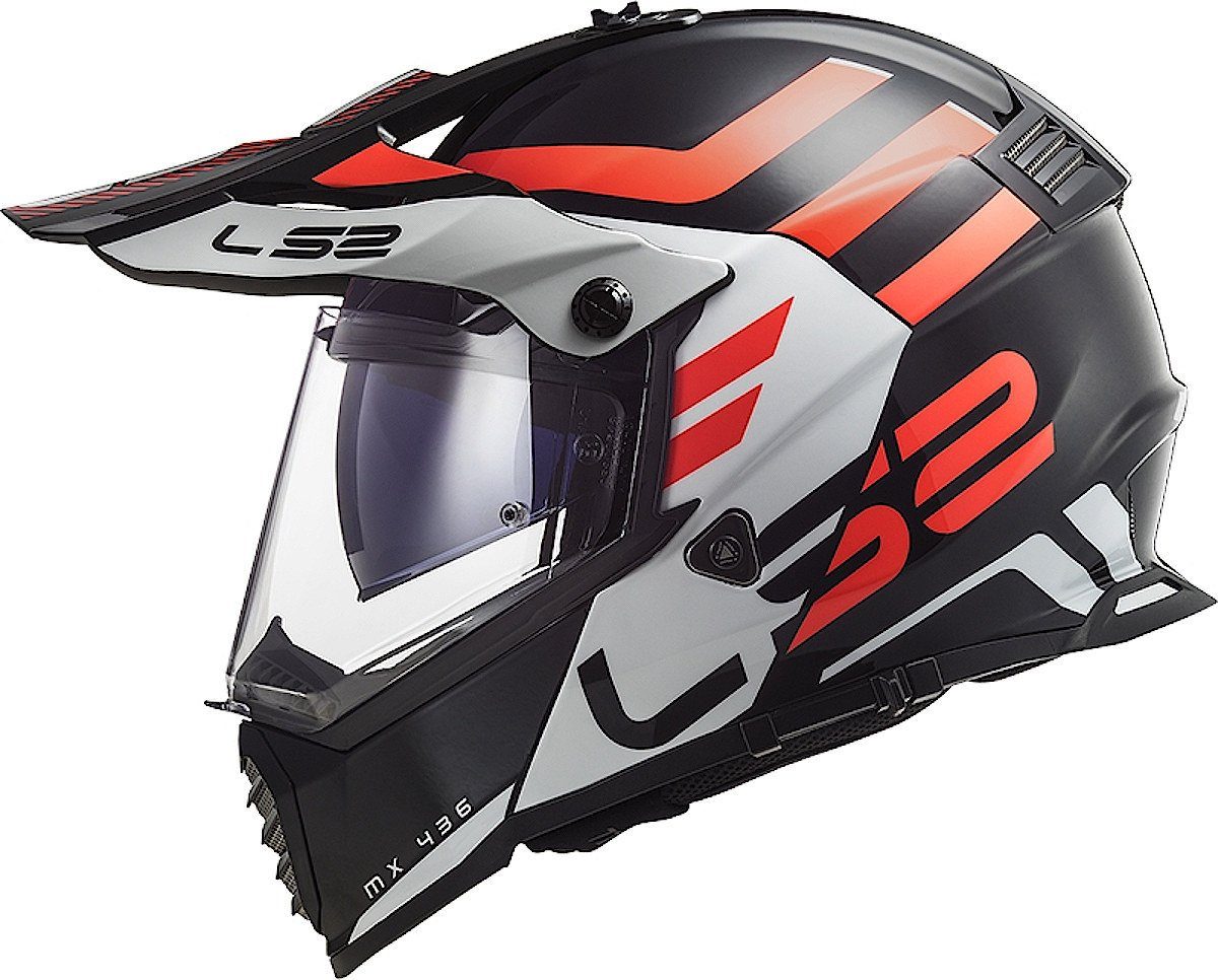 LS2 Motocrosshelm MX436 Pioneer Evo Adventurer Motocross Helm, vorbereitet für Kommunikationssystem,integriertes Sonnenvisier