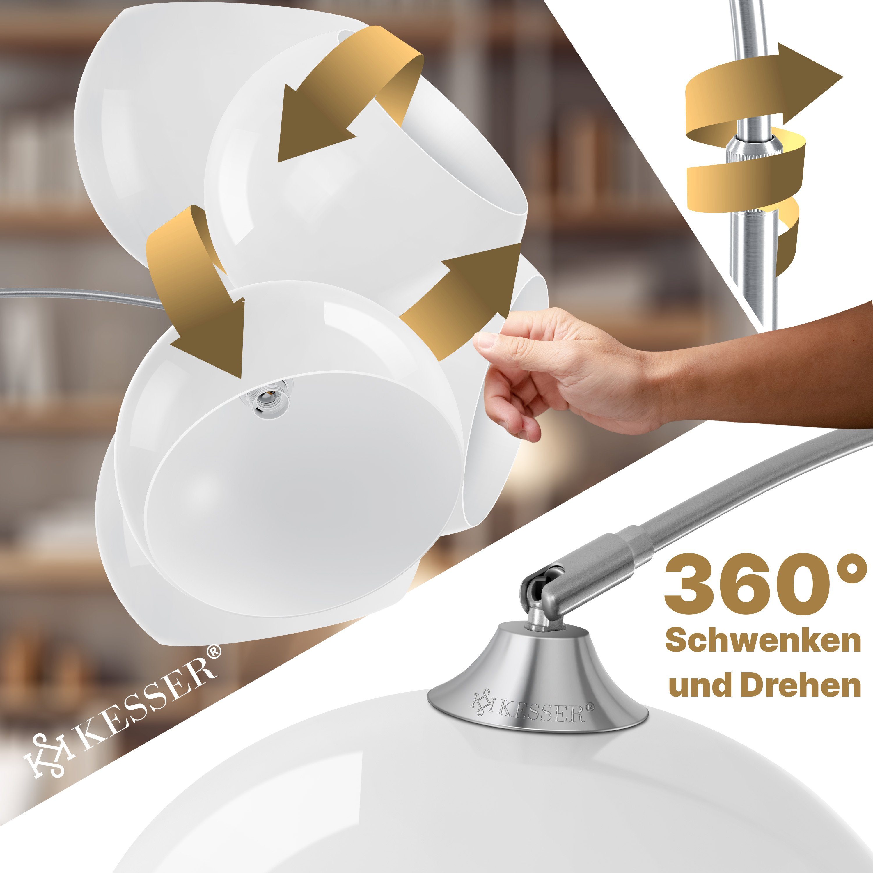 Marmorfuß LED höhenverstellbar weiß KESSER 146-22cm standfestem enthalten/ Bogenlampe, Bogenlampe + LED Nicht geeignet,