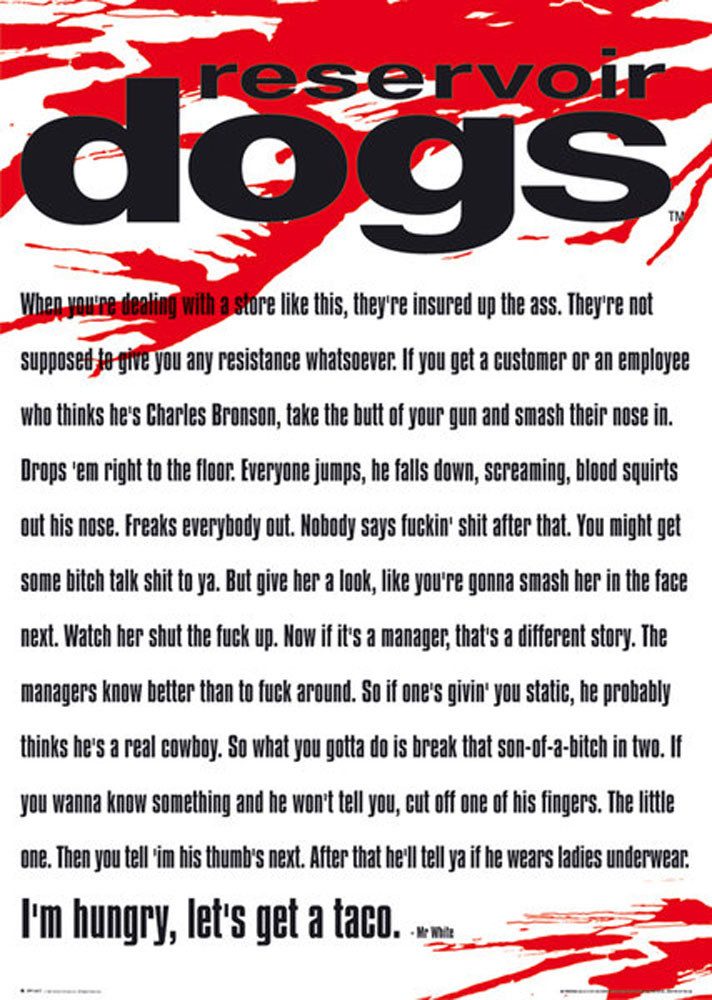 Poster Reservoir Dogs - Poster - Mr White Quote