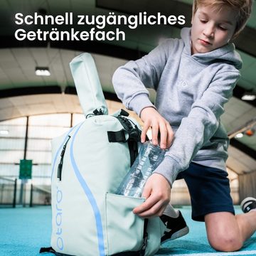 Otaro Tennisrucksack Kinder mit Schuhfach als Sportrucksack Kinder bequeme Polsterung (Wasserabweisende Regenschutzhaube, Für Sport, Schule oder Freizeit), Aus wasserabweisender LKW-Plane