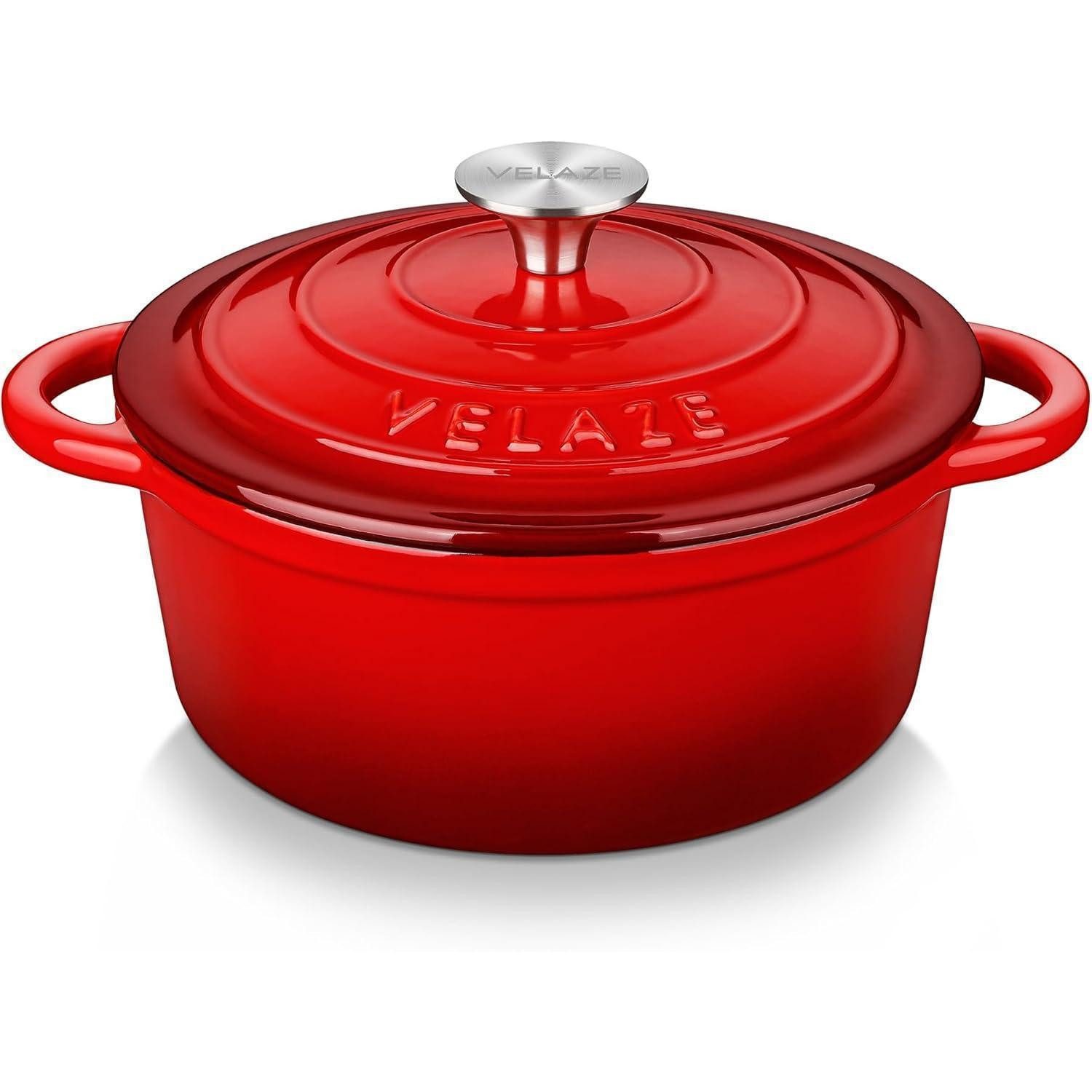 LuxusKollektion Schmortopf Gusseisen Topf 20cm mit Deckel Induktion Rot 2L Emaillierte