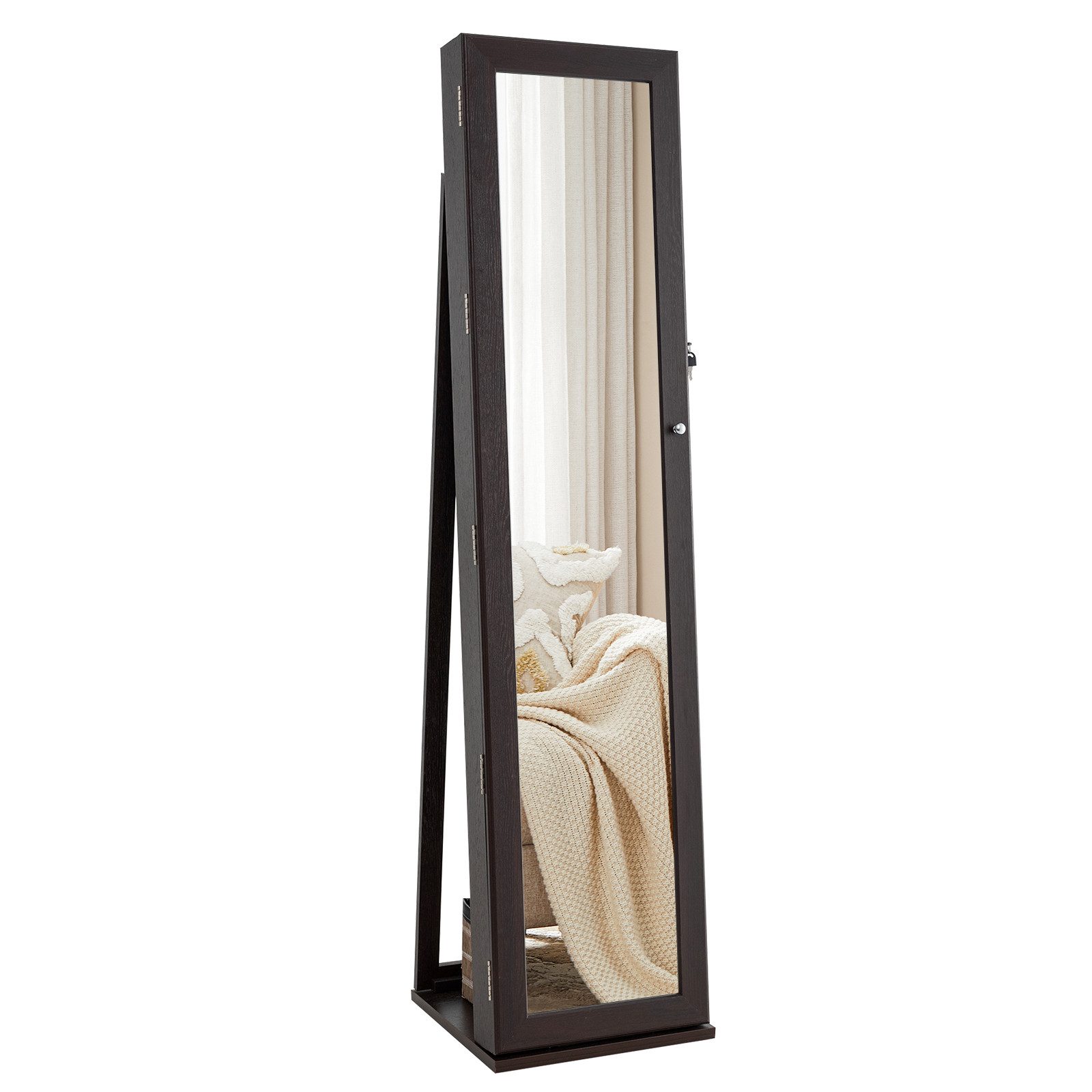 KOMFOTTEU Schmuckschrank Schmuckregal mit Ganzkörperspiegel,157,5x38x38cm günstig online kaufen