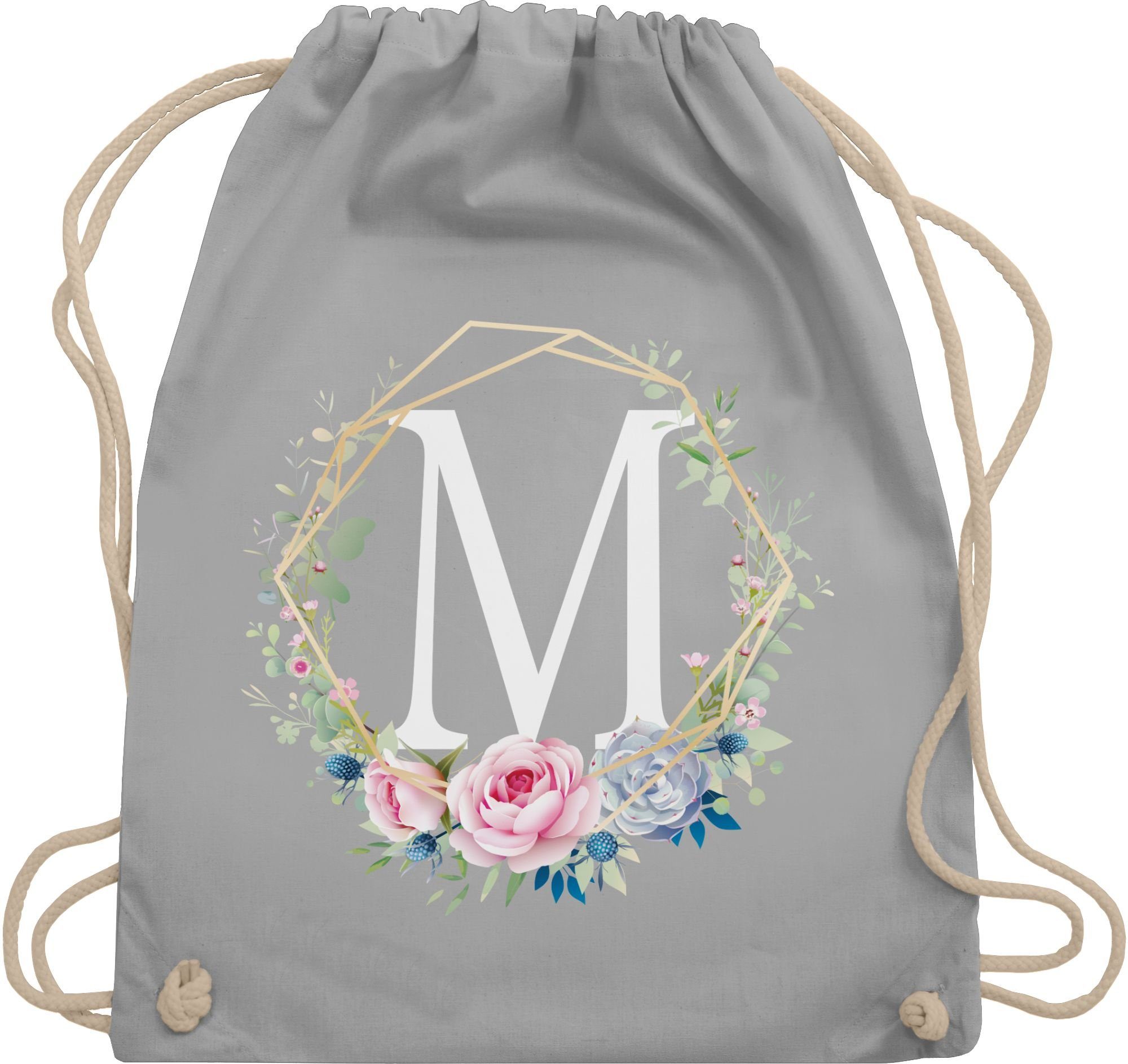 Shirtracer Turnbeutel Anfangsbuchstabe M - Buchstabe M, Geschenk Taschen Initialen Shopper Baumwolle