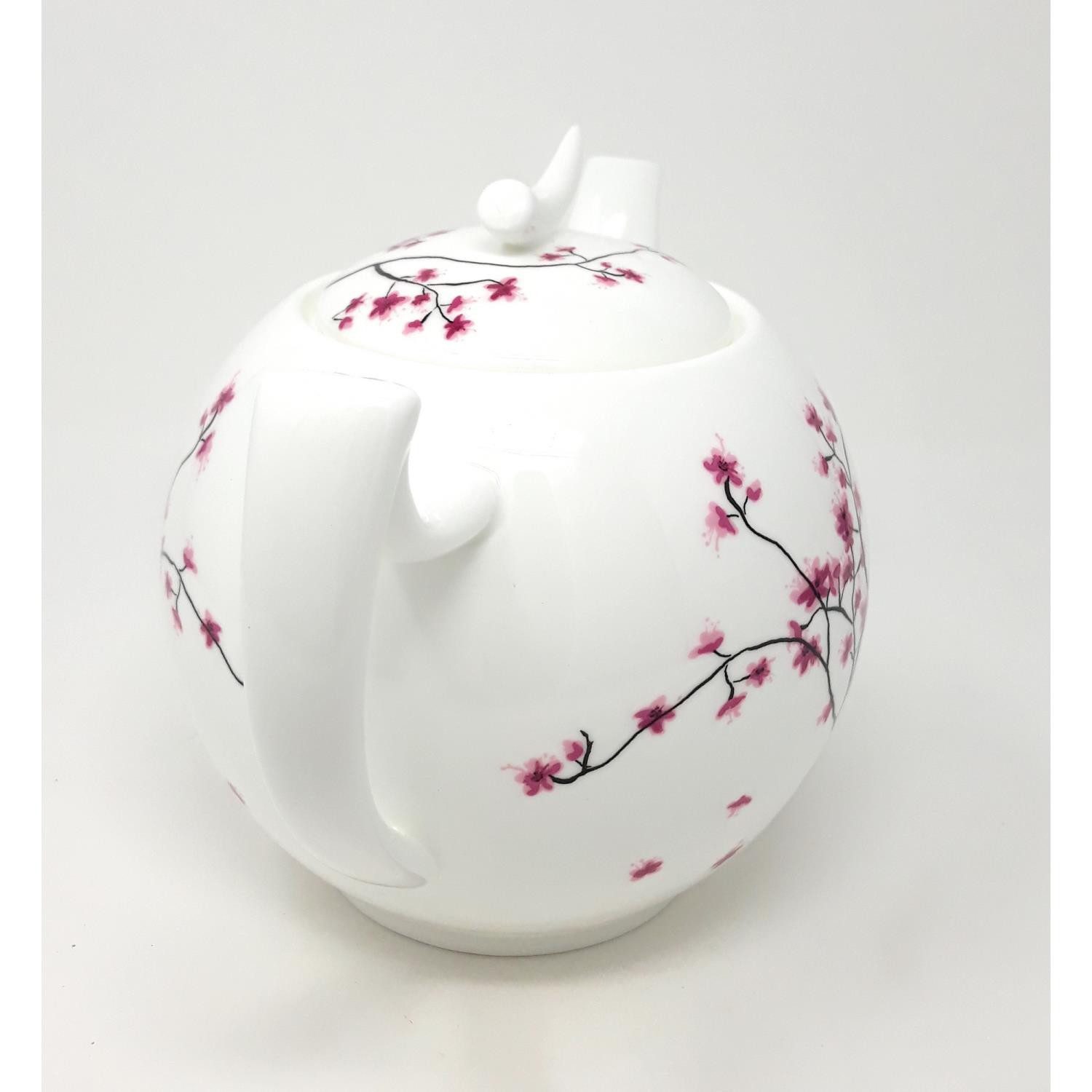 TeaLogic Teekanne Cherry Blossom, 1500 l, Spülmaschinengeeignet, Weiß, Kirschblüten, H: 16cm