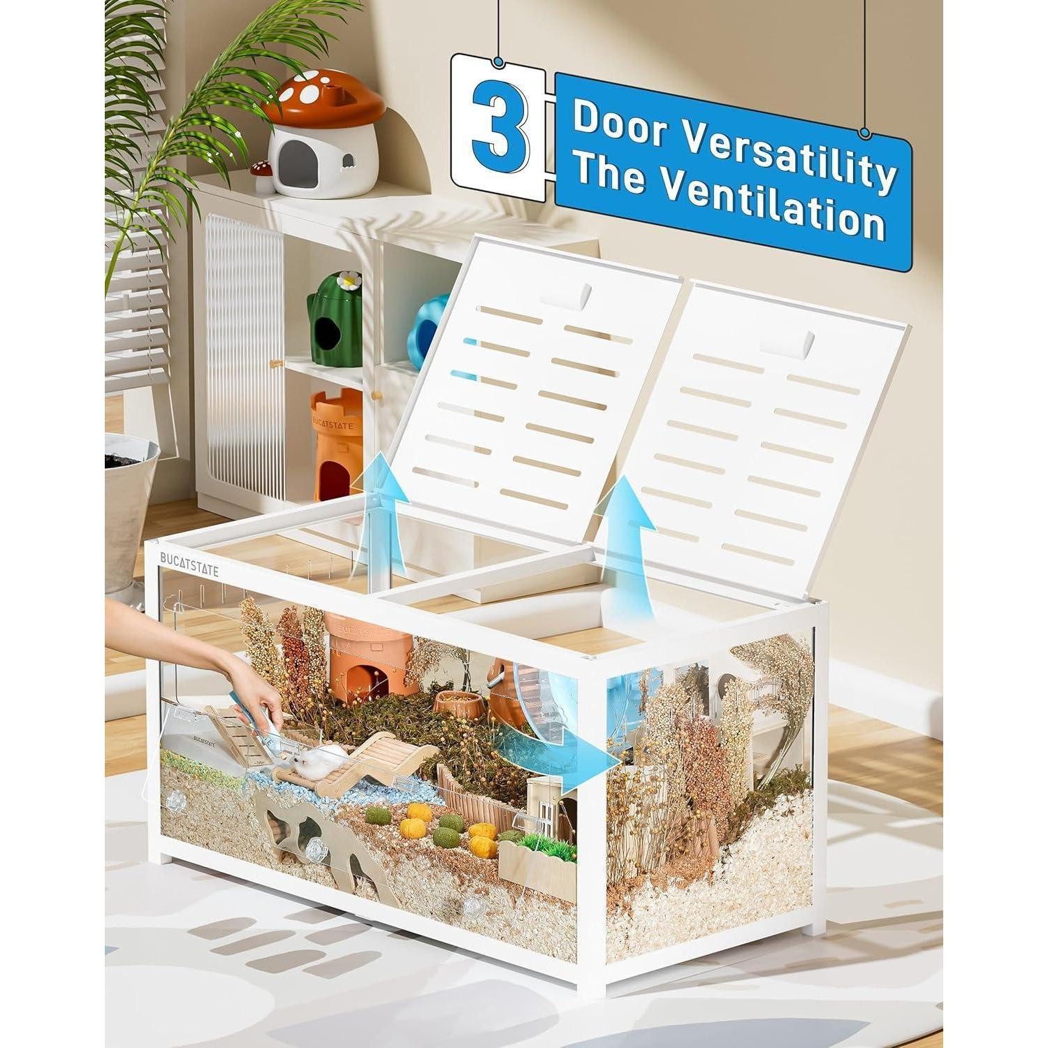 LuxusKollektion Kleintierkäfig Hamsterkäfig Rattenkäfig Metall stapelbar 100L x 50W x 52H CM Weiß