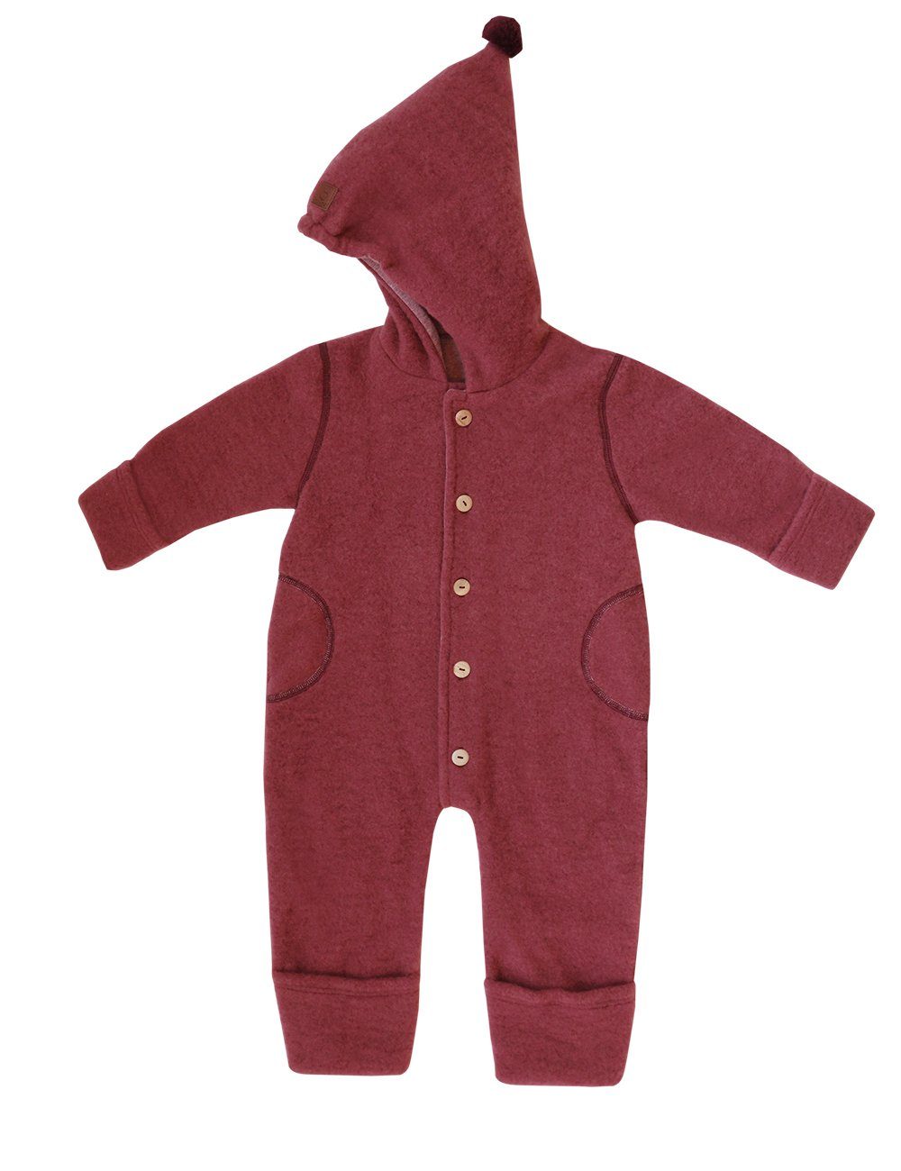 MAXIMO Overall GOTS BABY-Overall, Wollfleece kbT, Jersey kbA Wol Made in Germany wildrose/rosso-hellbraunmel.