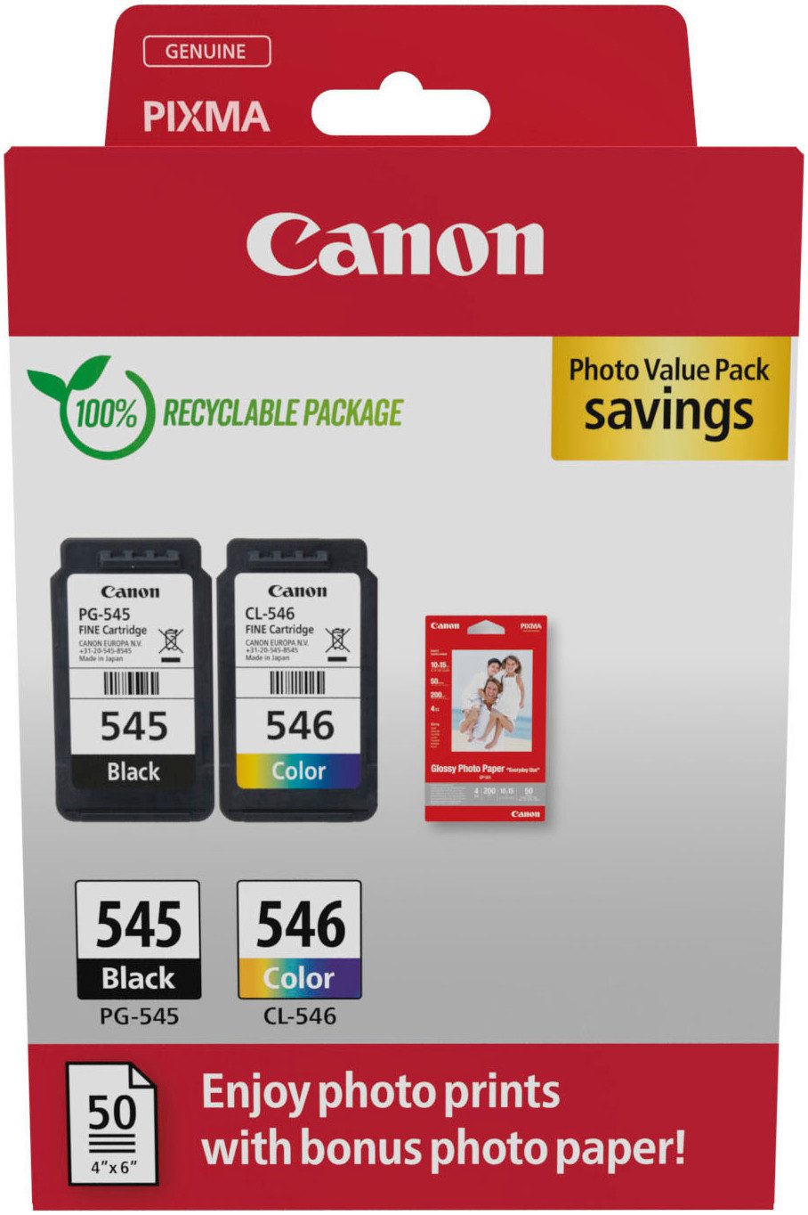 Canon PG-545/CL-546 Photo Value Pack Tintenpatrone (Packung, 2-tlg)