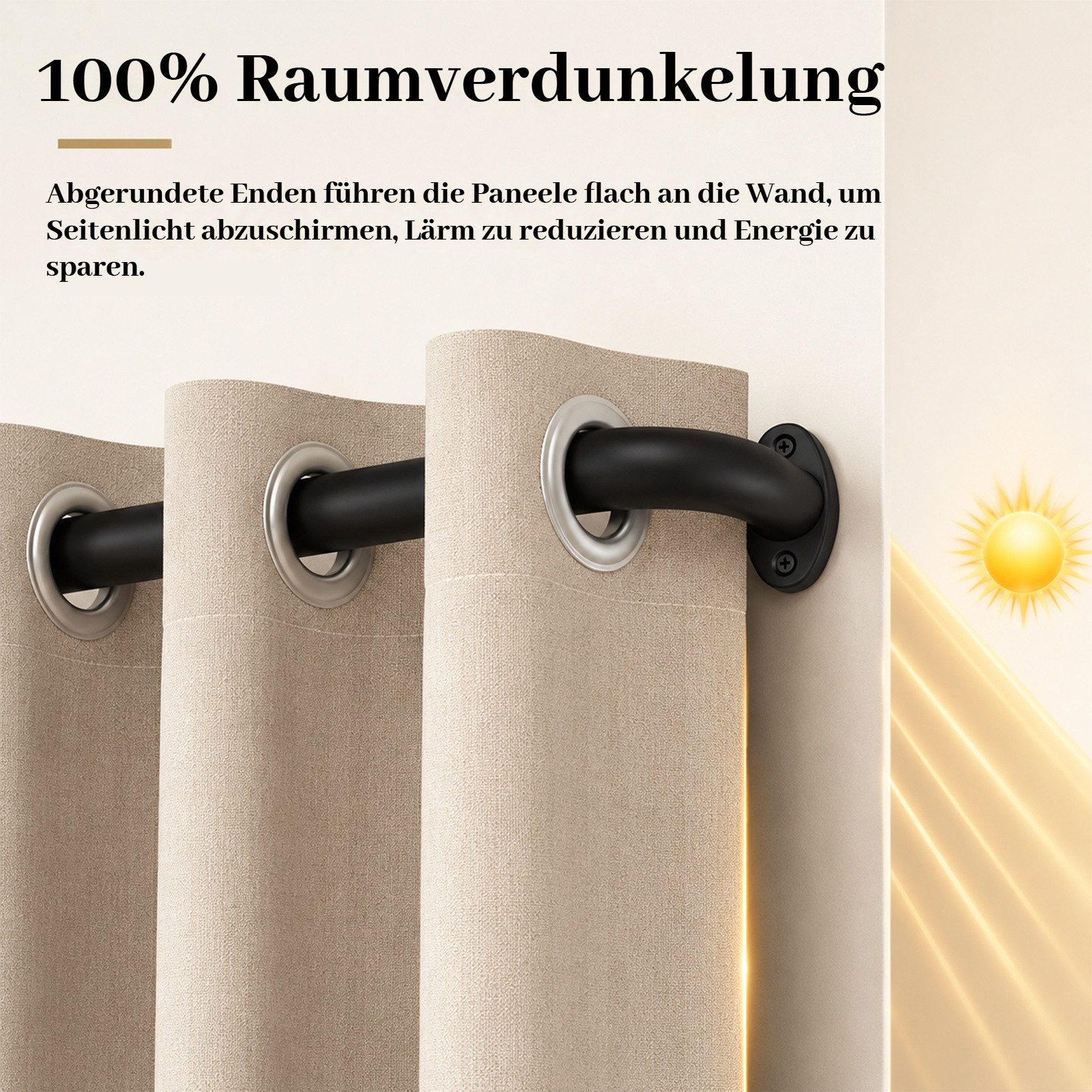 BlingBin Gardinenstange Industrielle ausziehbare Metallstange rostfest, verstellbar 120–212 cm, Ø 25 mm, ausziehbare, verschraubt, Metall, für Ösenvorhänge, doppelt nutzbar als Fensterstange und Raumteiler