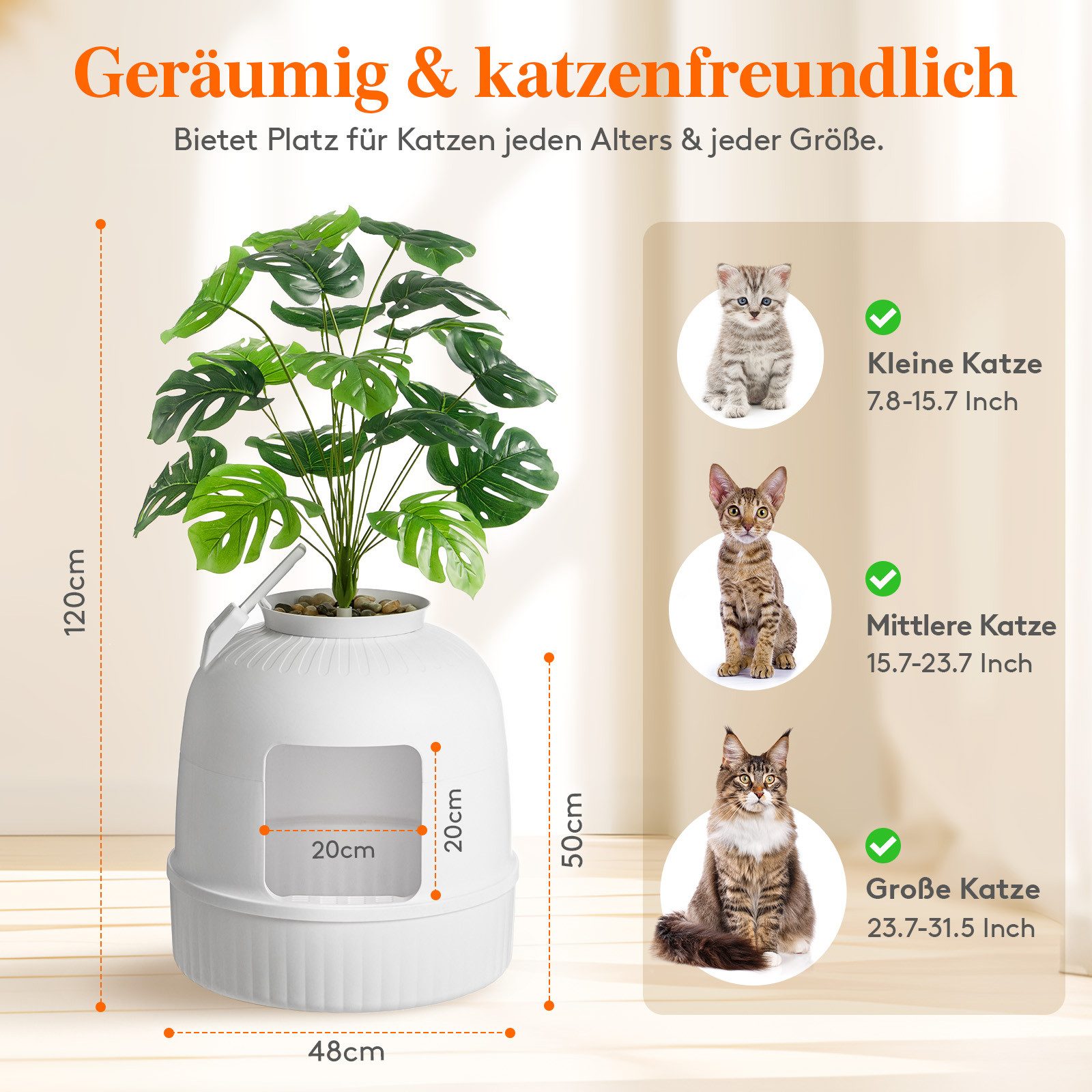 Lifewit Katzenhaus Katzenklo Blumentopf mit Pflanze und Schaufel, Katzentoilette